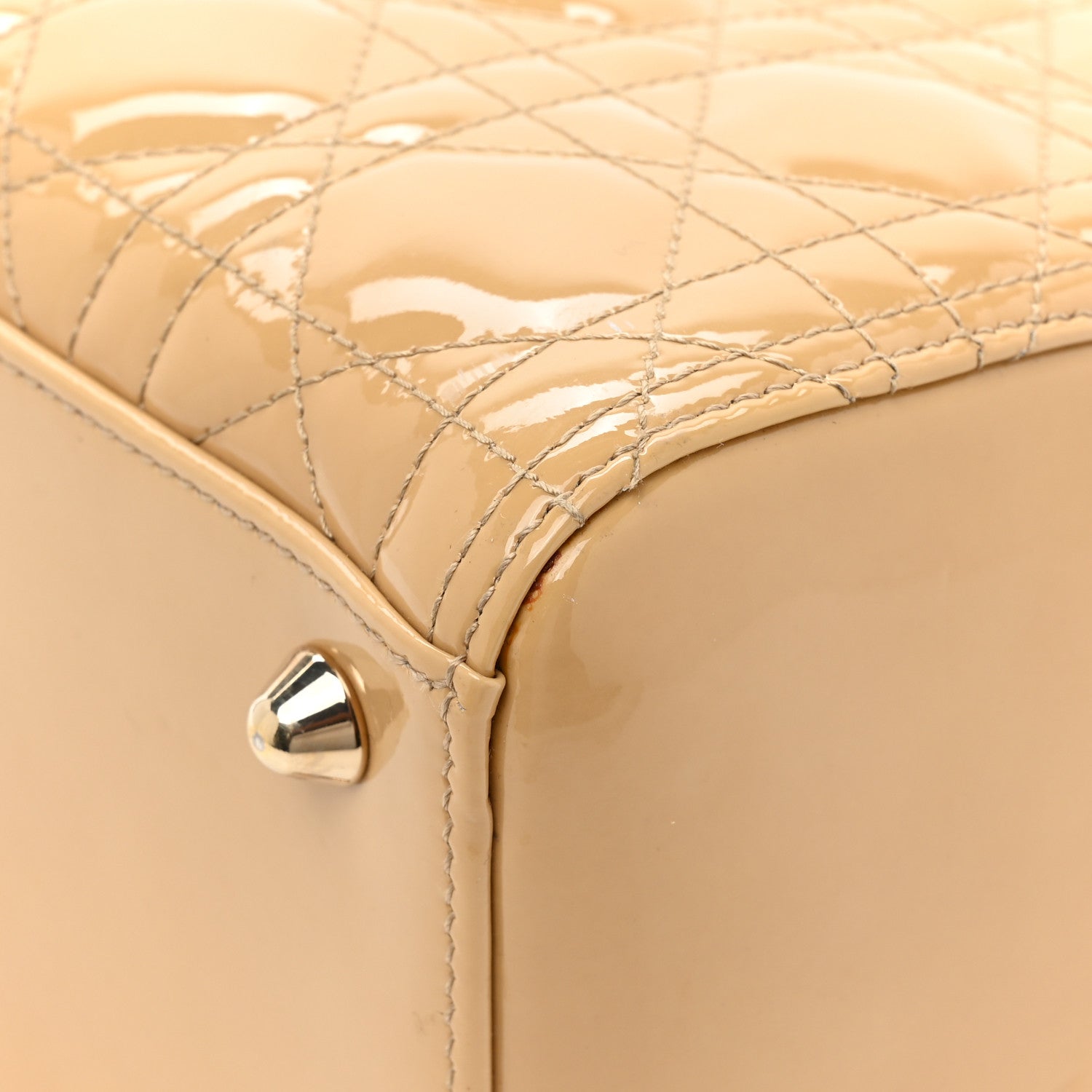 Christian Dior Patent Cannage Large Lady Dior Beige 10 of 12