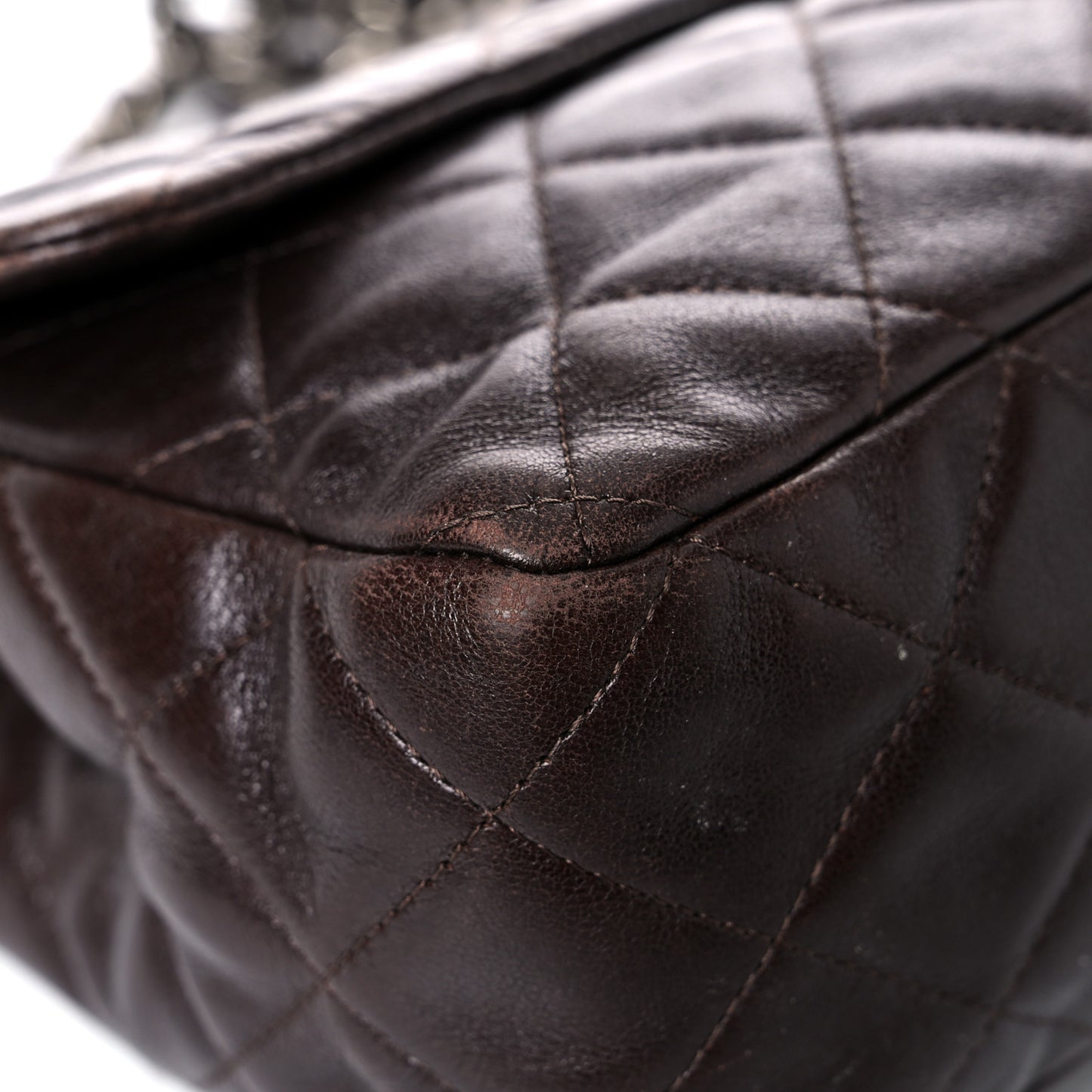Washed Lambskin Quilted Jumbo Hybrid Reissue Flap Dark Brown