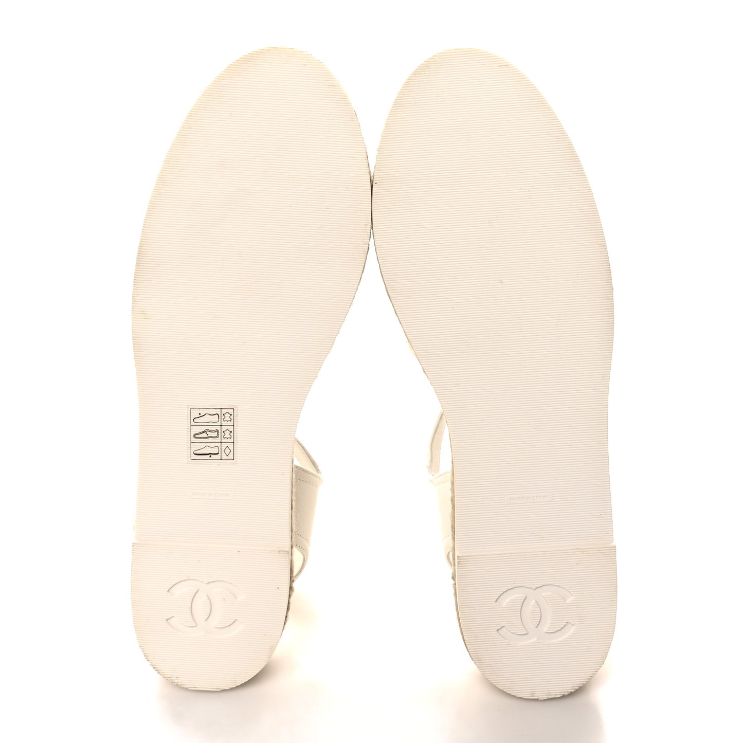 Lambskin Cap Toe CC Espadrille Sandals 39 White Black
