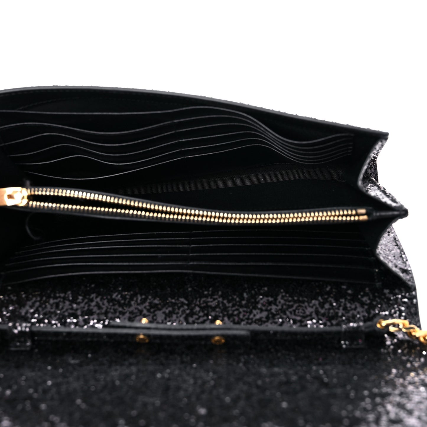 Glitter Classic Monogram Galactica Chain Wallet Black
