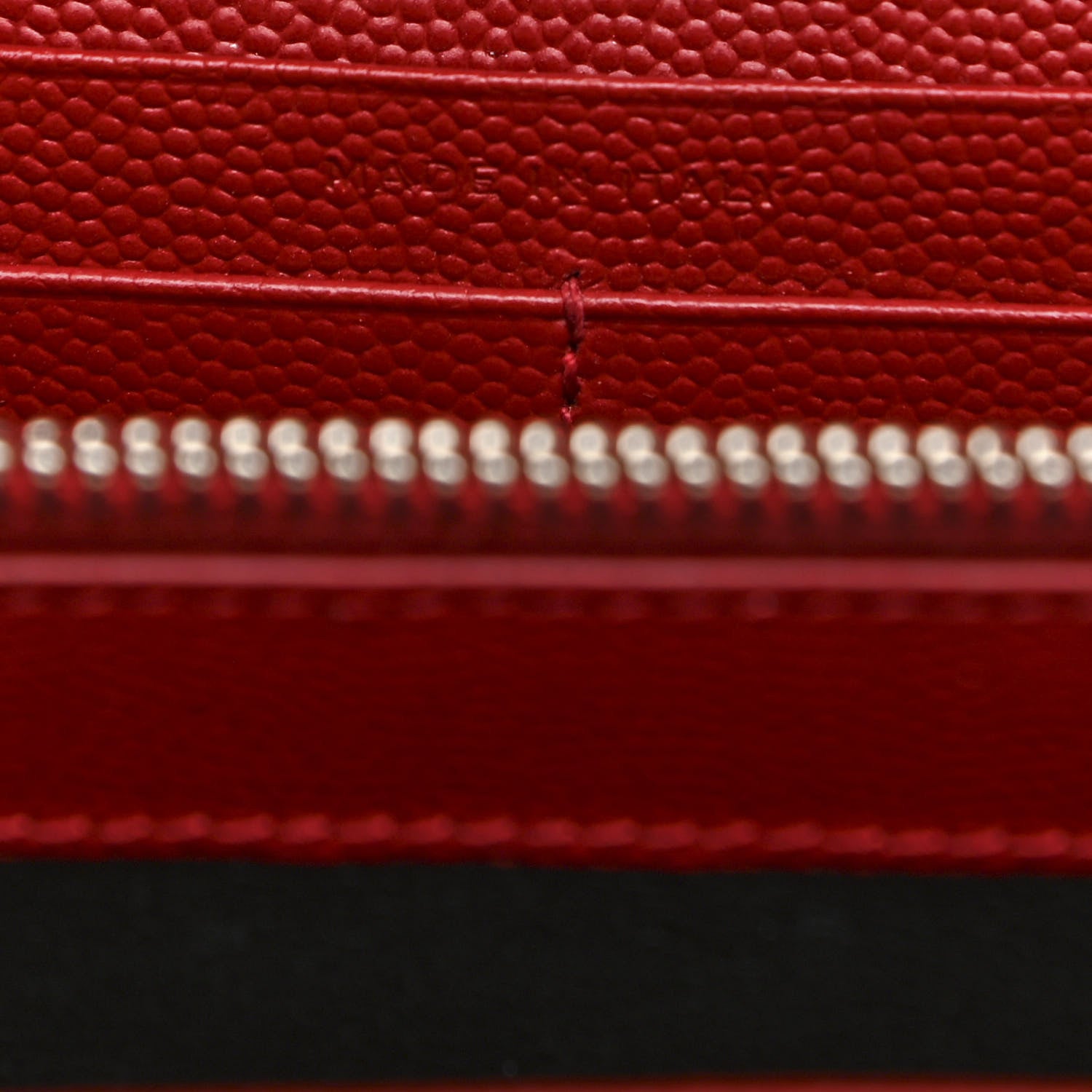 Saint Laurent Grain De Poudre Matelasse Chevron Monogram Chain Wallet Red 6 of 9