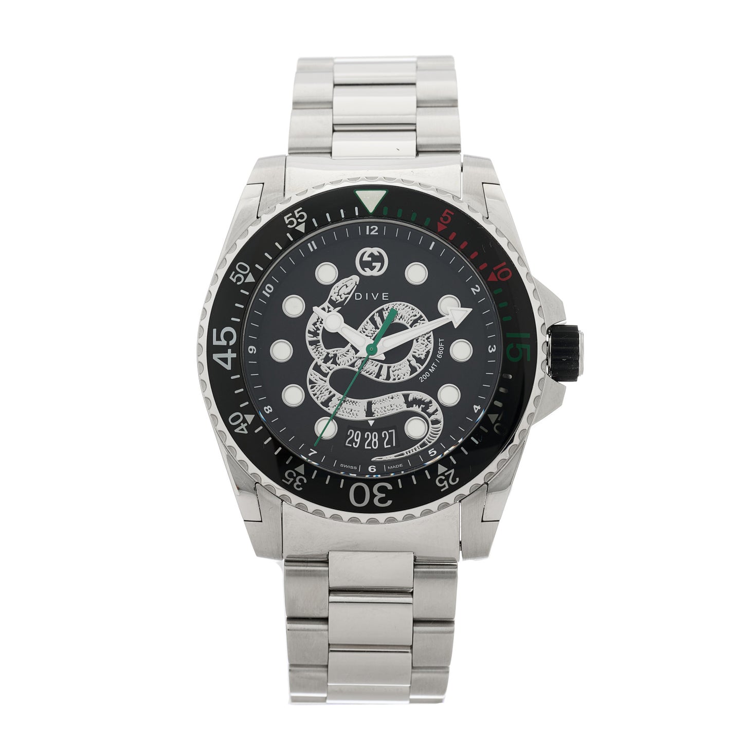 Stainless Steel 45mm Dive Snake Quartz Watch Black