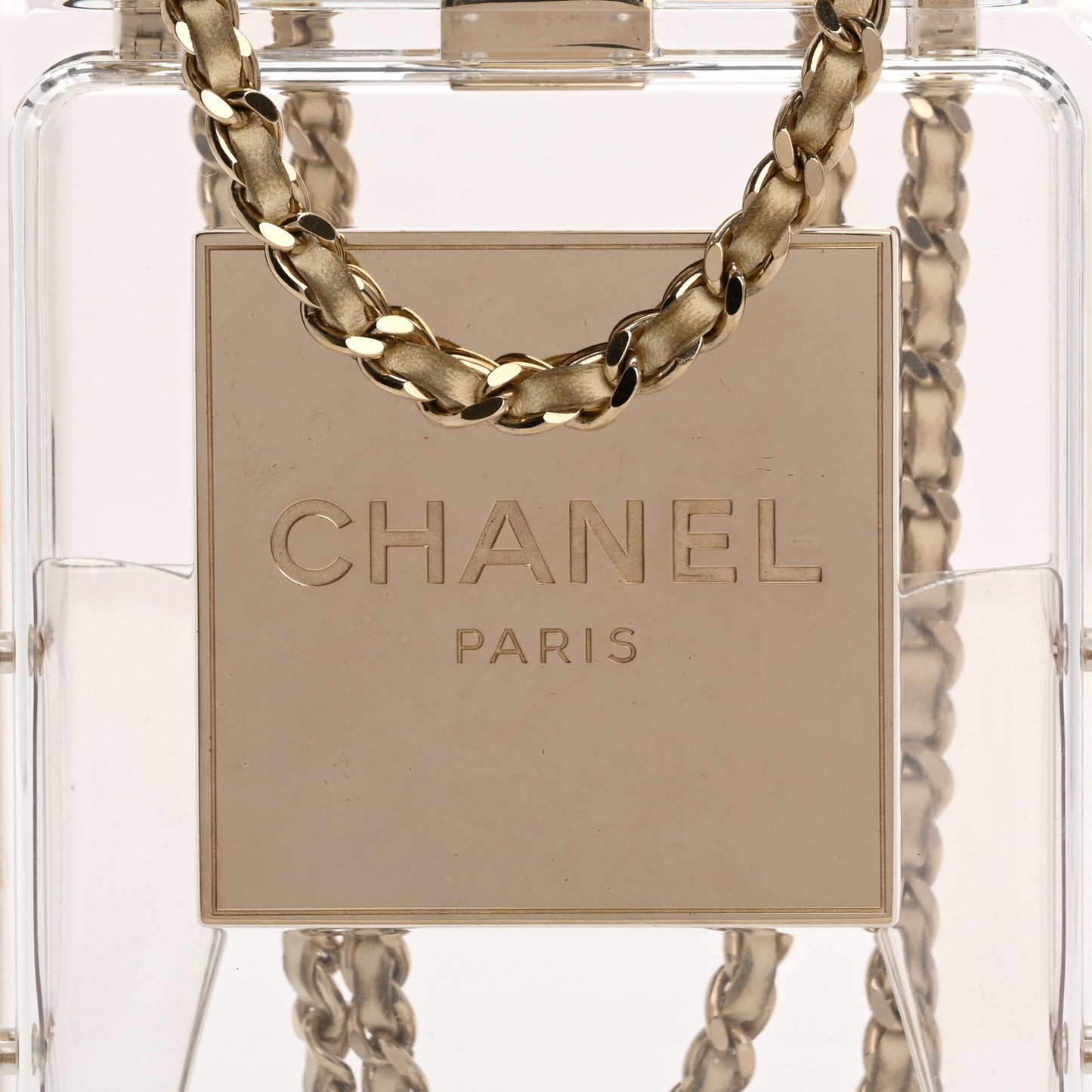 Transluscent Plexiglass Perfume Bottle Clutch