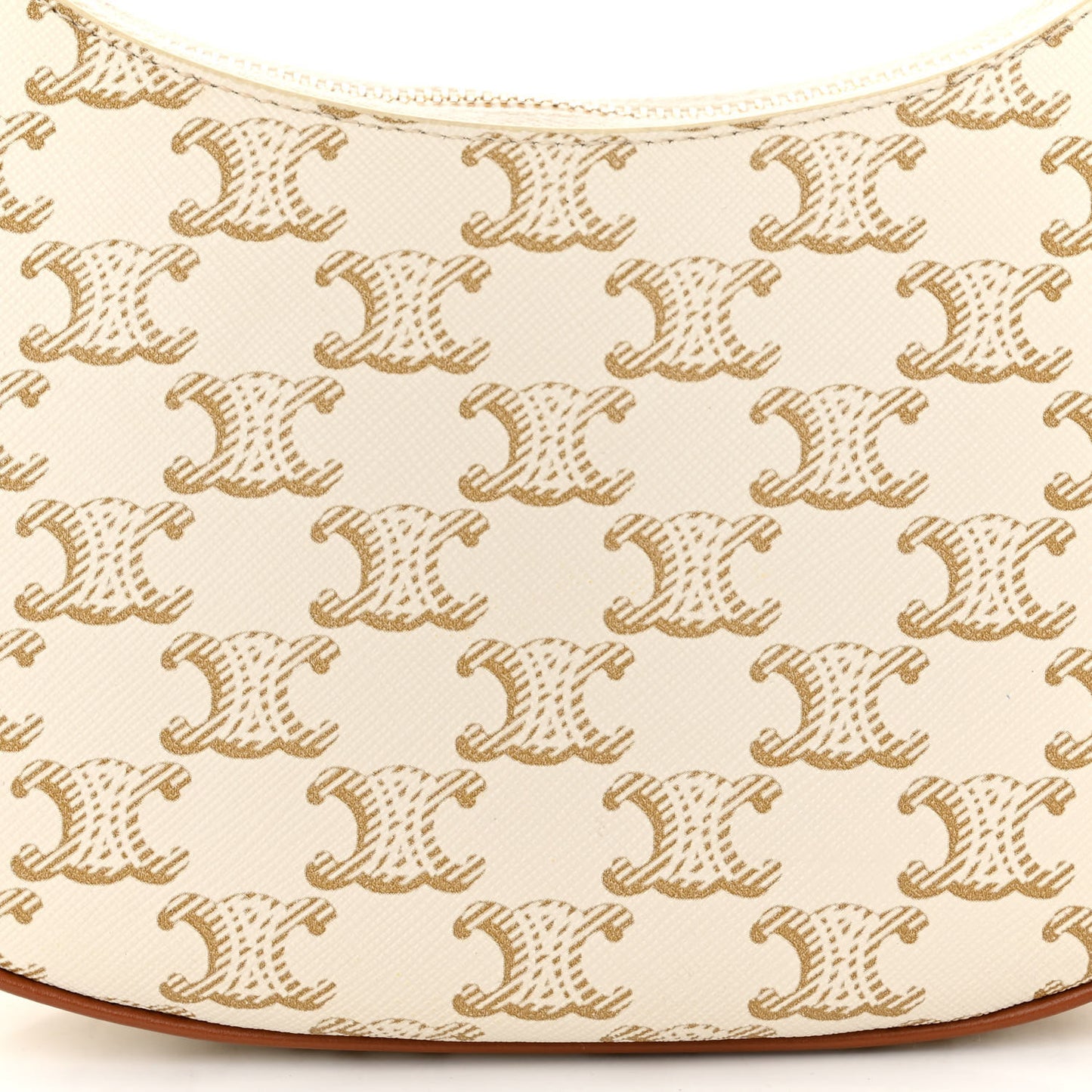 Canvas Calfskin Ava Triomphe Shoulder Bag White
