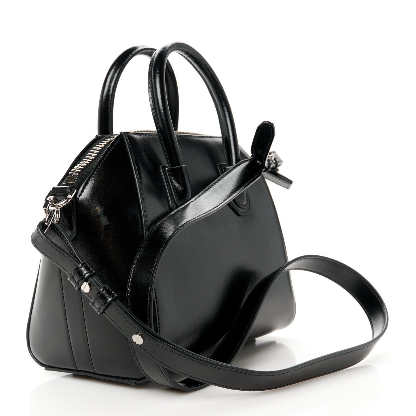 Shiny Lord Calfskin Mini Antigona Black