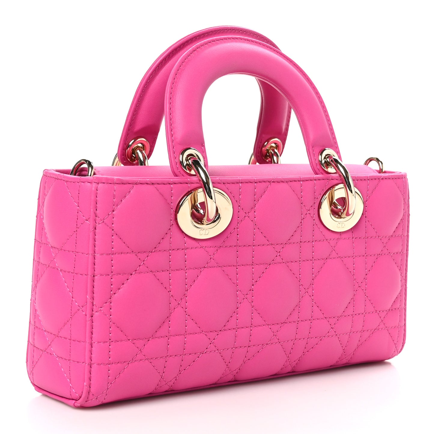 Lambskin Cannage Small Lady D-Joy Fuchsia
