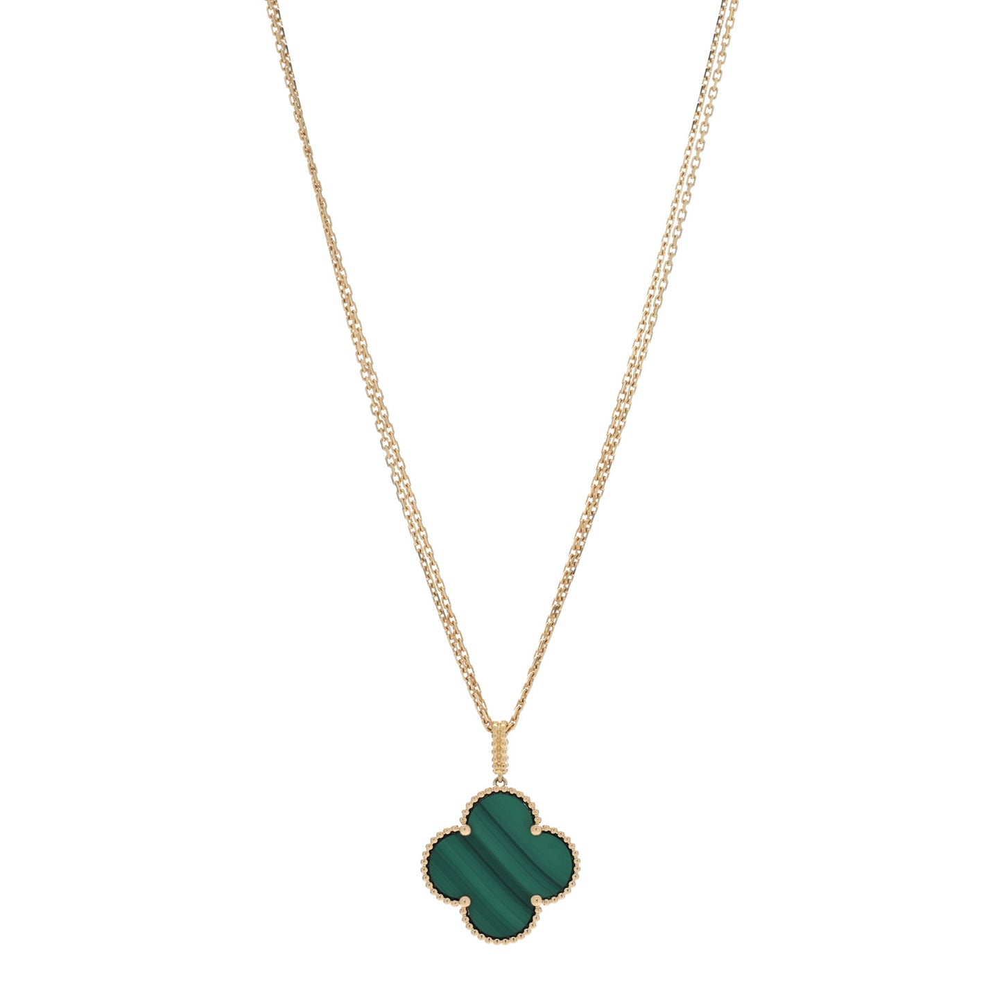 18K Yellow Gold Malachite Magic Alhambra Pendant Necklace