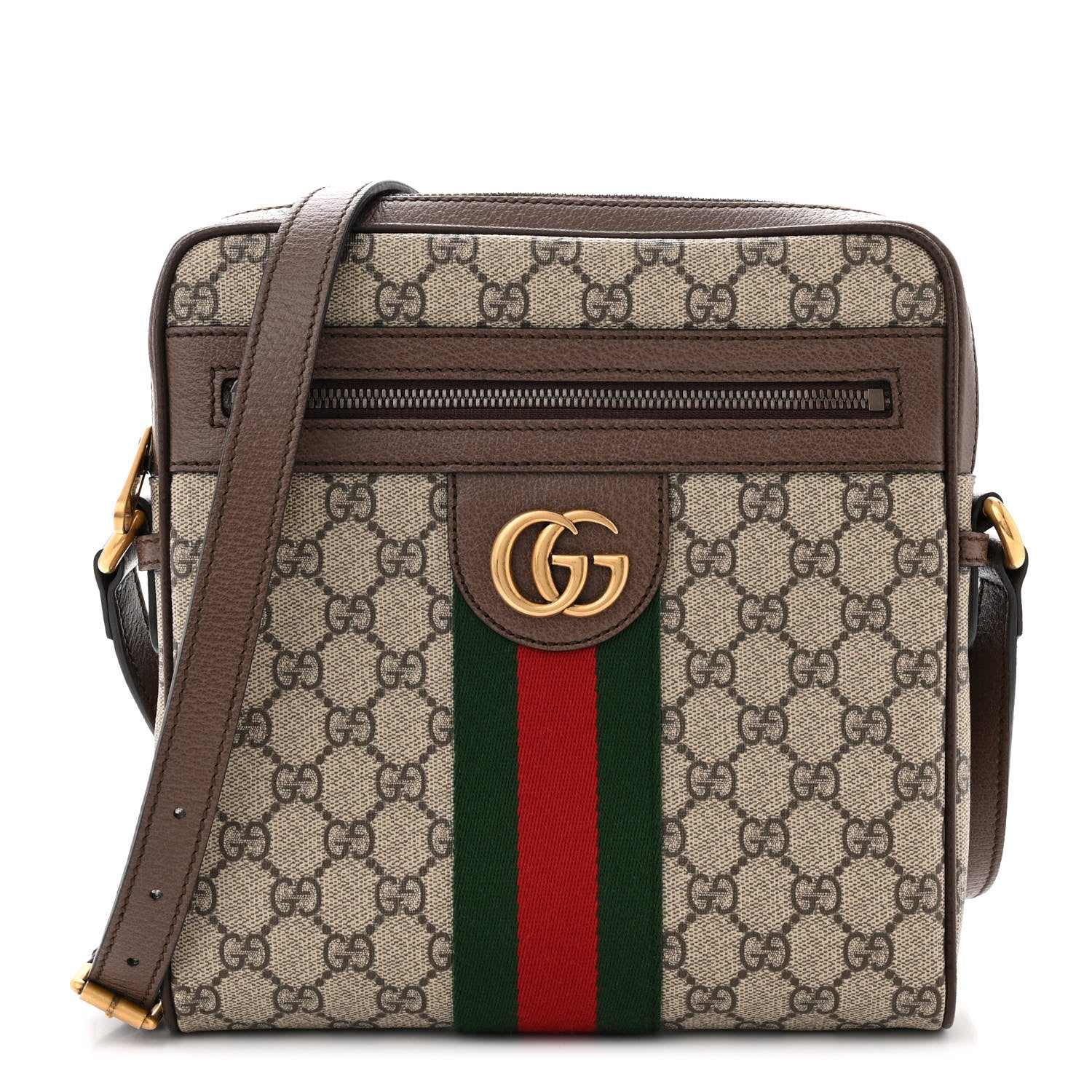 Gucci GG Supreme Monogram Web Small Ophidia Messenger Bag Brown 1 of 13