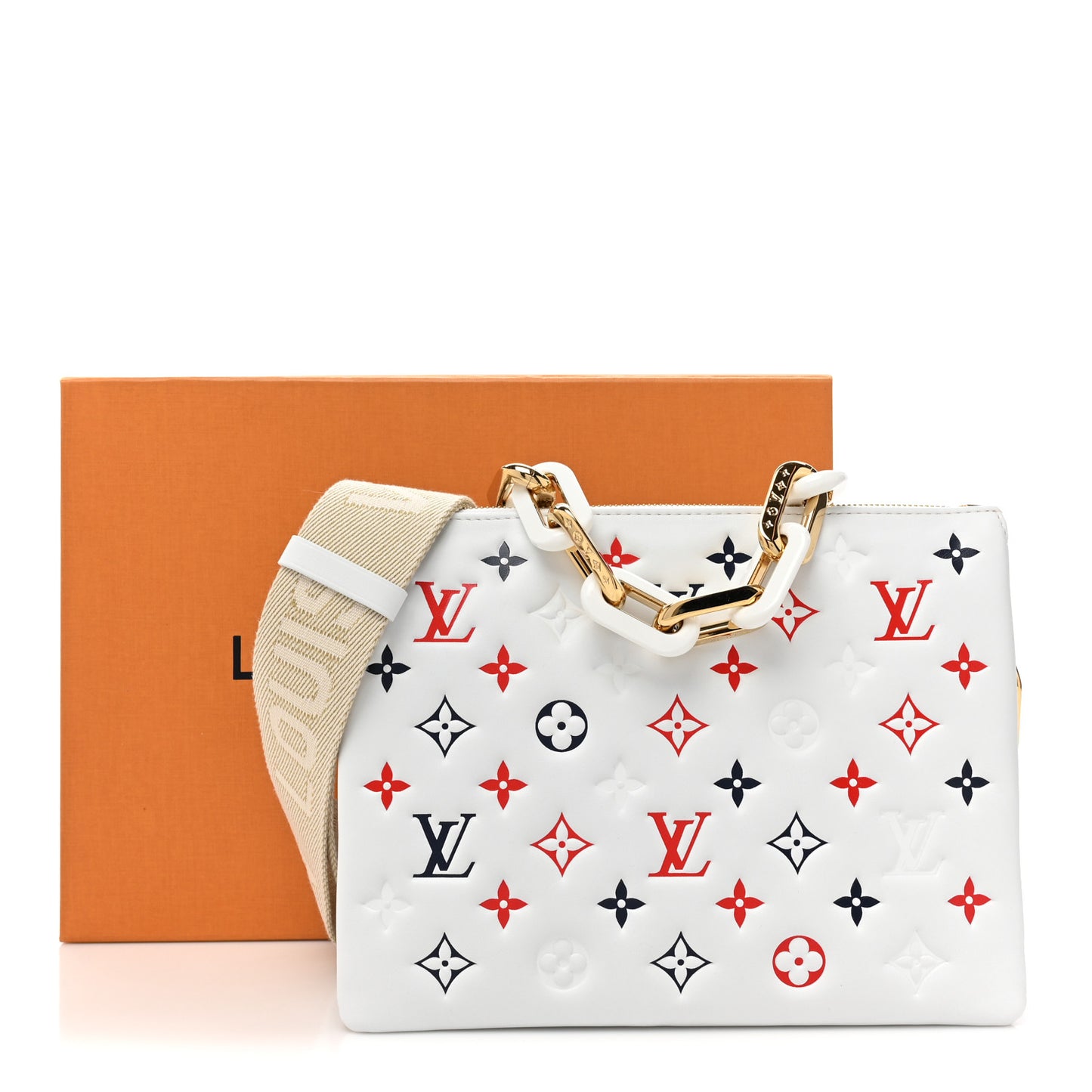 Lambskin Embossed Monogram LV H32 PM White