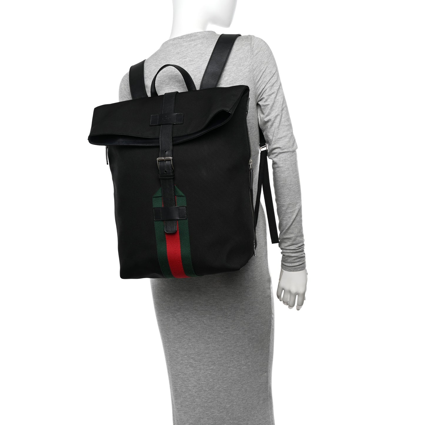 Techno Canvas Web Single Buckle Backpack Black