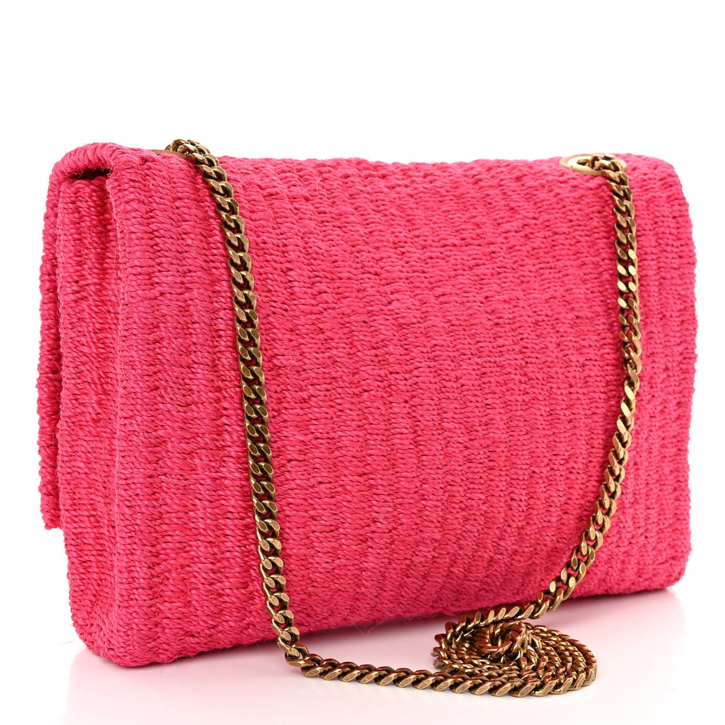 Raffia Medium Monogram Kate Satchel Pink
