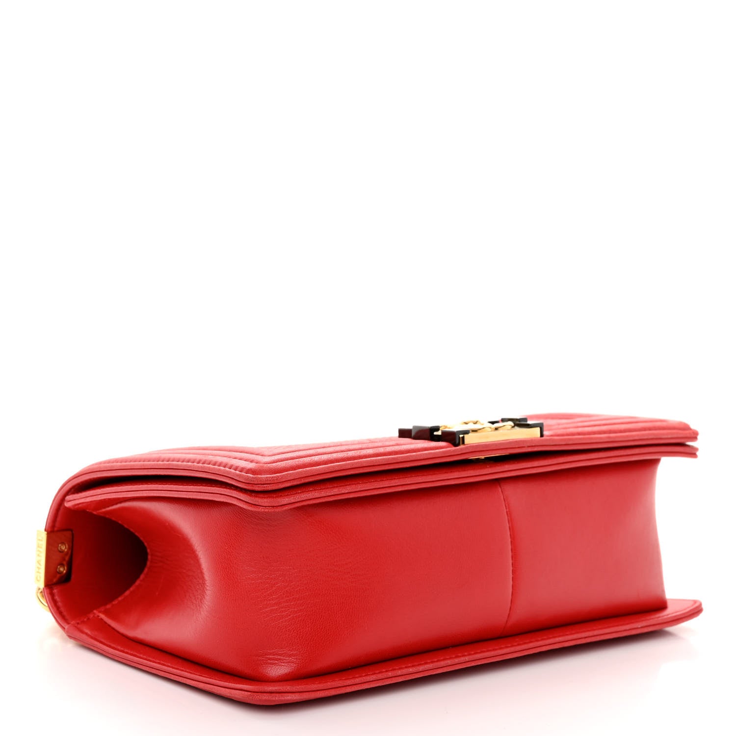 Chanel Lambskin Embossed Medium Boy Cube Flap Red 4 of 10