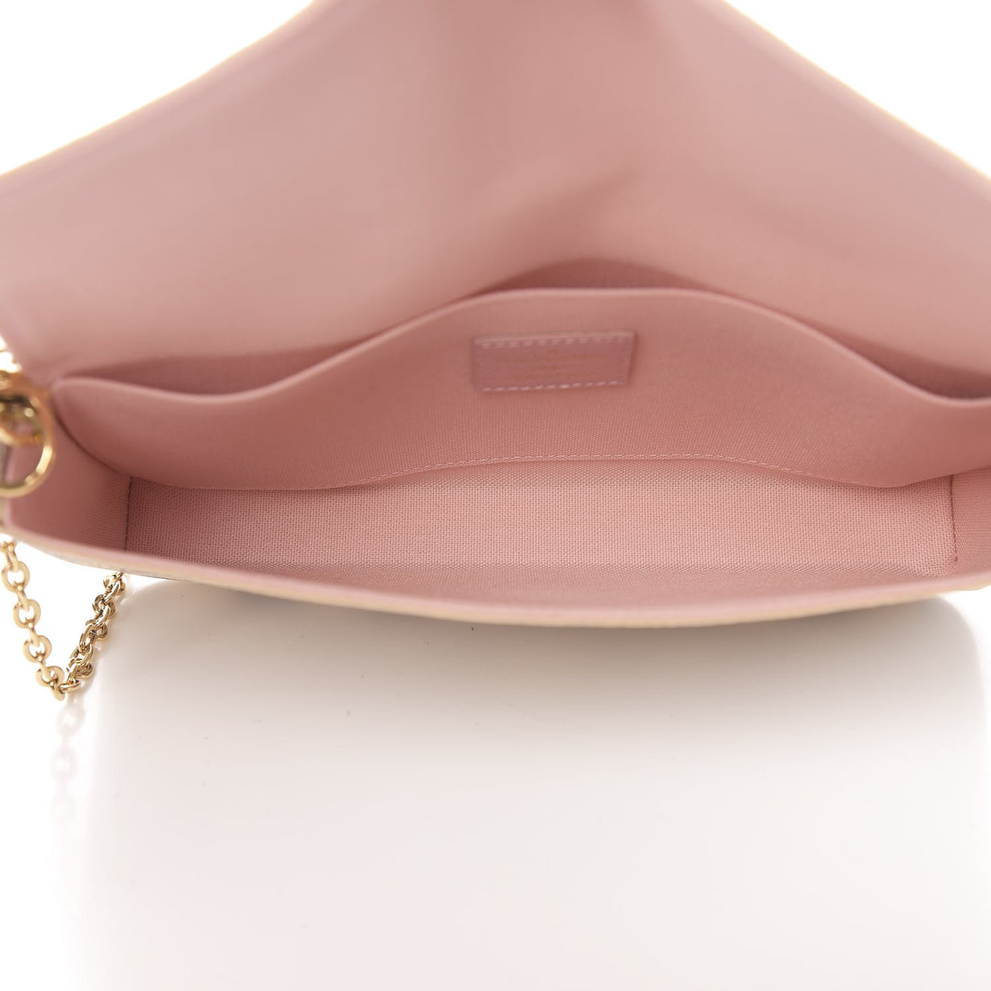 Damier Azur Pochette Felicie Chain Wallet Rose Ballerine