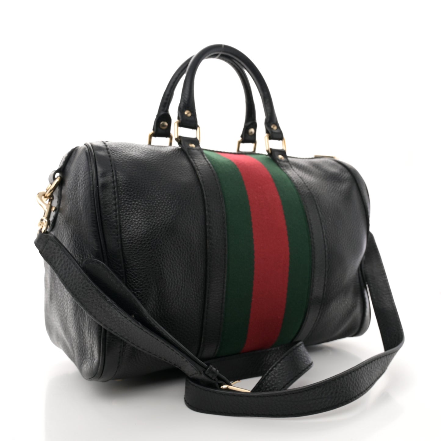 Calfskin Vintage Web Medium Boston Black
