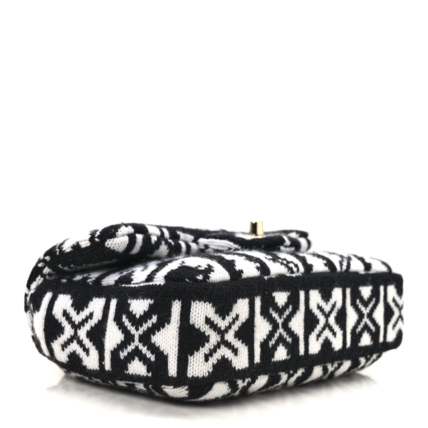 Chanel Cashmere Knit Coco Neige Flap Black White 4 of 10