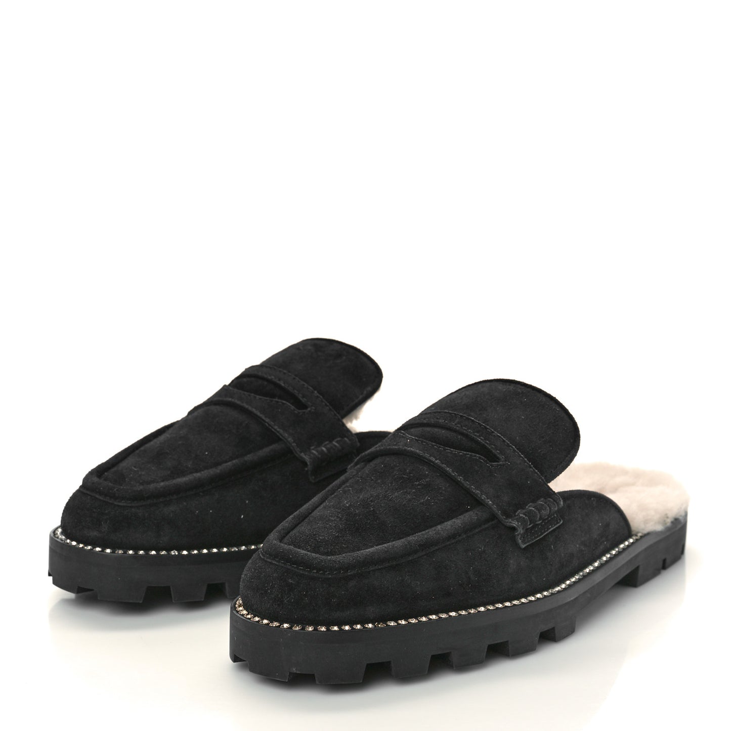 Suede Shearling Ronnie Flat Mules 40 Tan Black