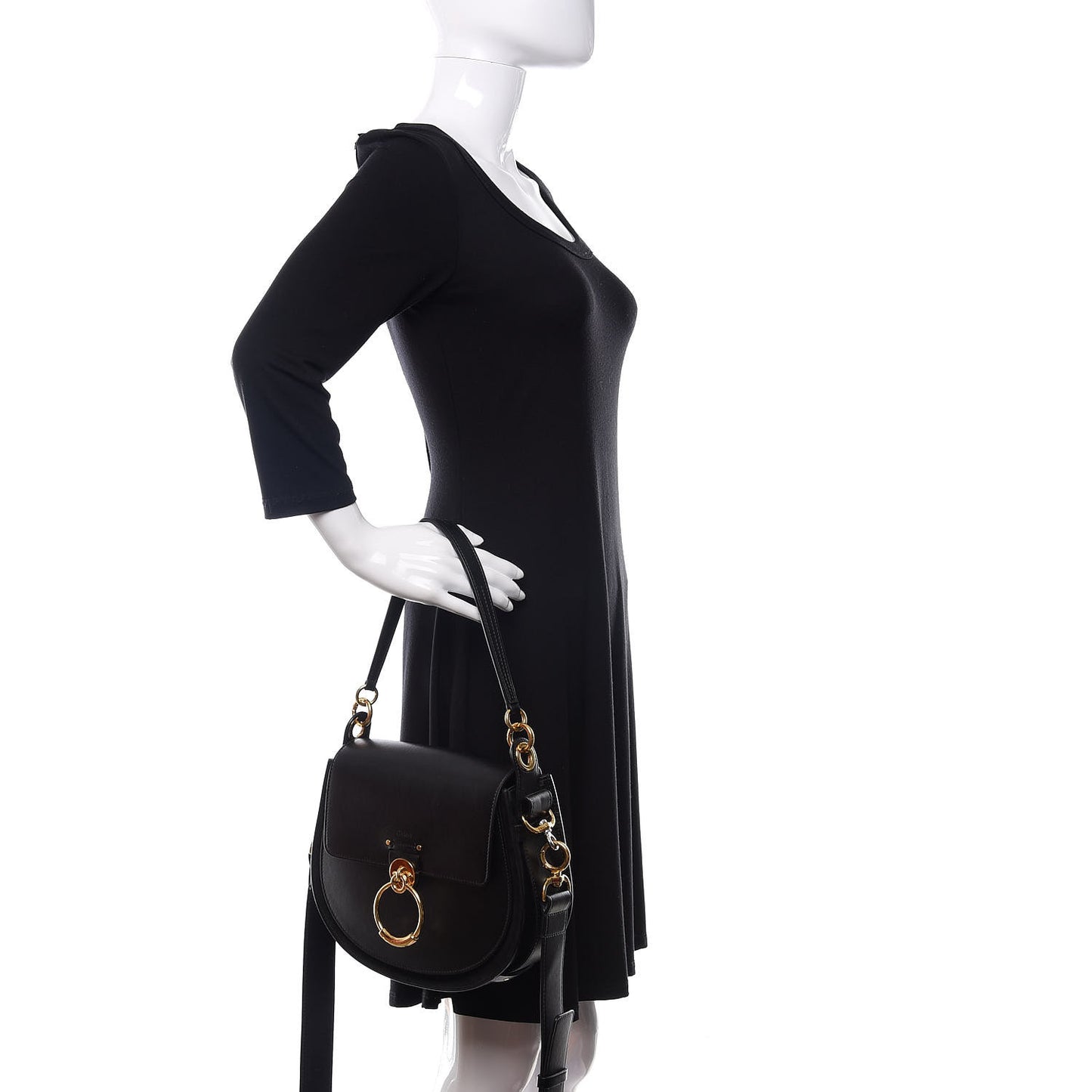 Grained Calfskin Large Tess Bag Black