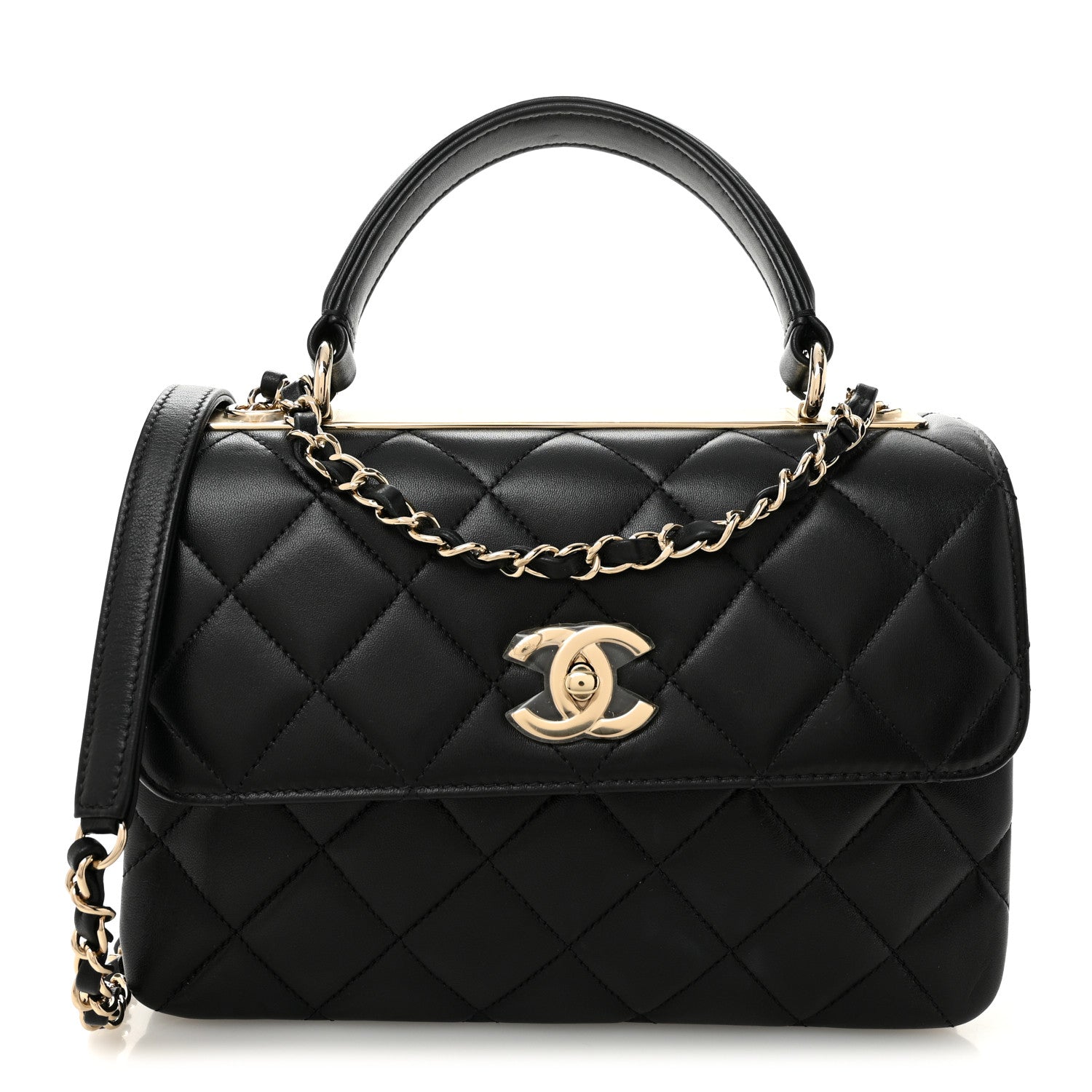Chanel Lambskin Quilted Small Trendy CC Dual Handle Flap Bag Black