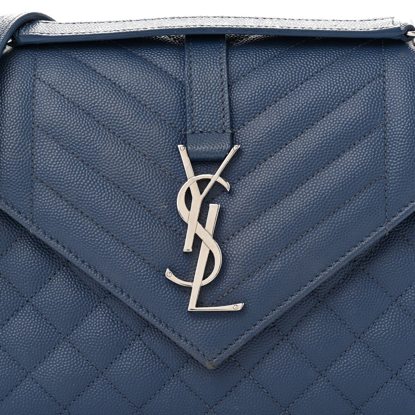 Grain De Poudre Textured Mixed Matelasse Triquilt Medium Monogram Satchel Deep Marine