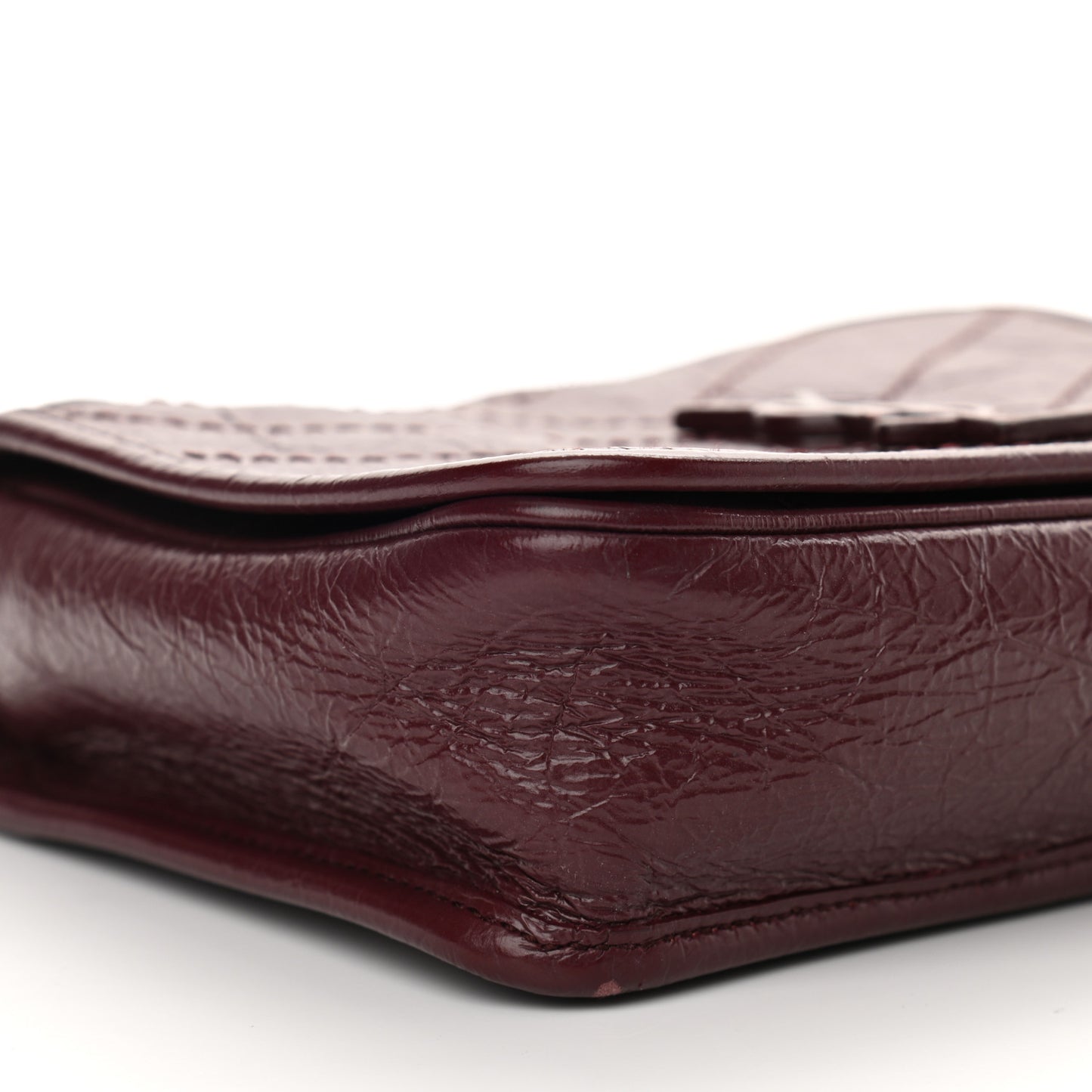 Crinkled Calfskin Matelasse Monogram Niki Chain Wallet Dark Legion Red