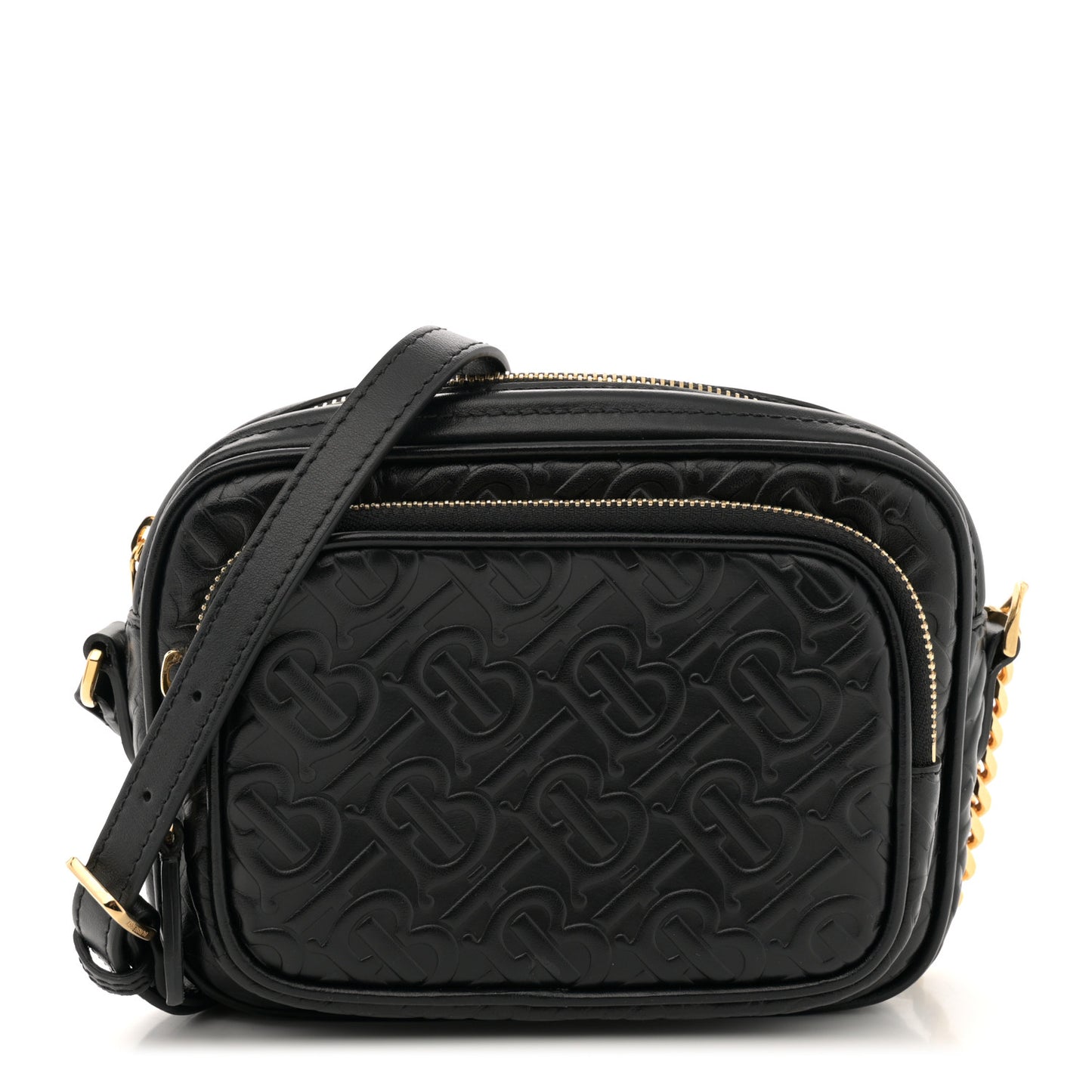 Calfskin Embossed Monogram Camera Chain Bag Black