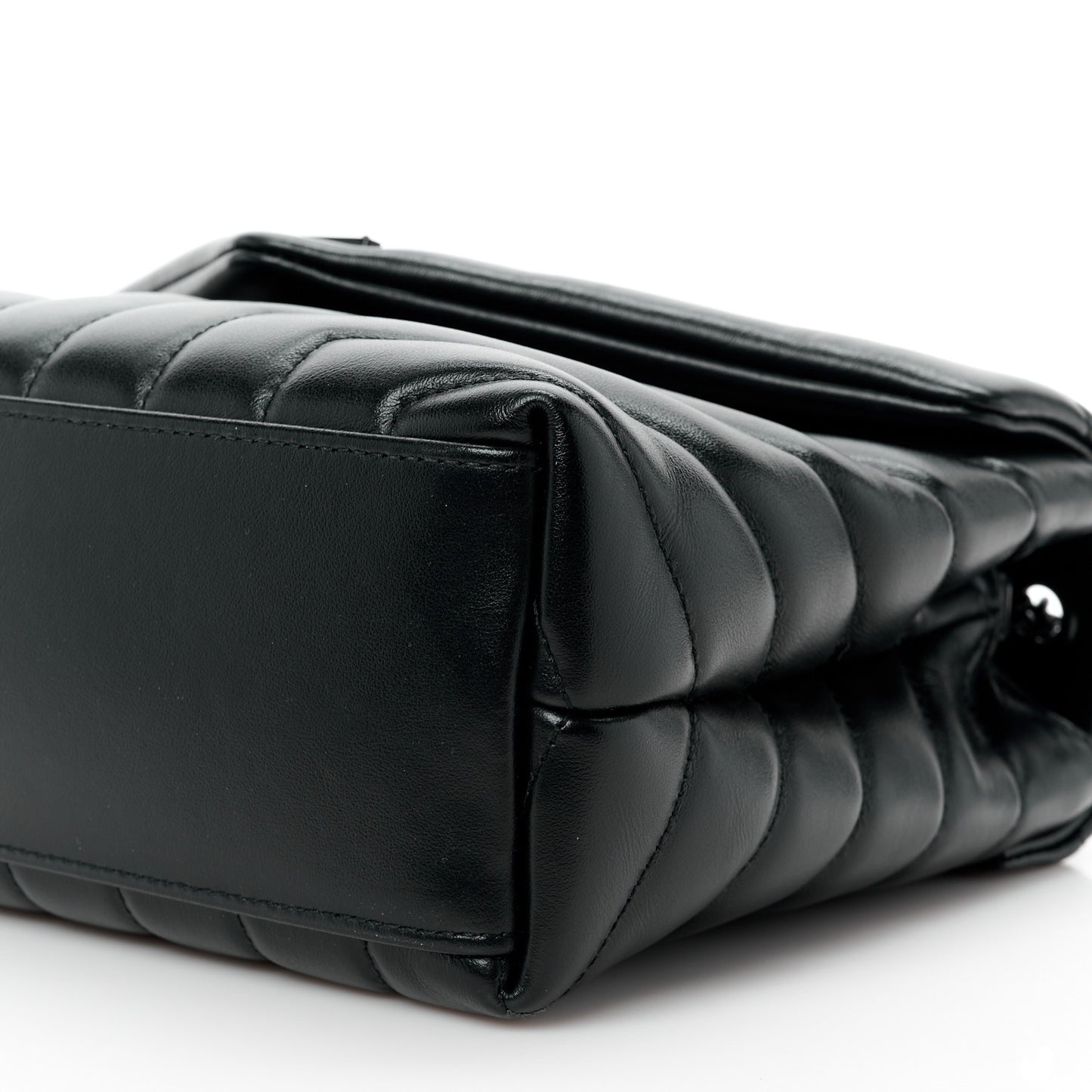 Calfskin Y Quilted Monogram Monochrome Small Loulou Chain Satchel Black
