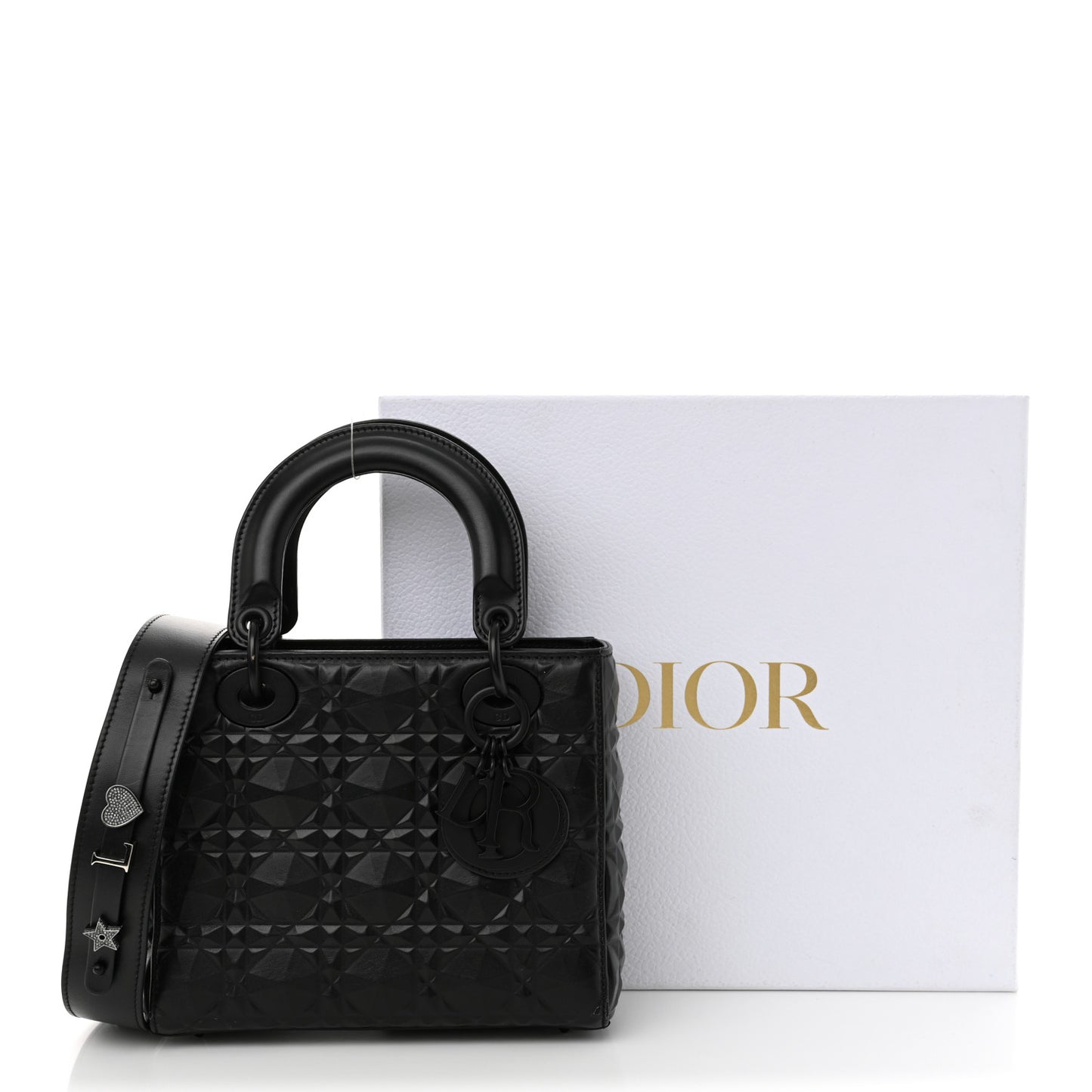 Calfskin Cannage Diamond Small My ABCDior Lady Dior Black