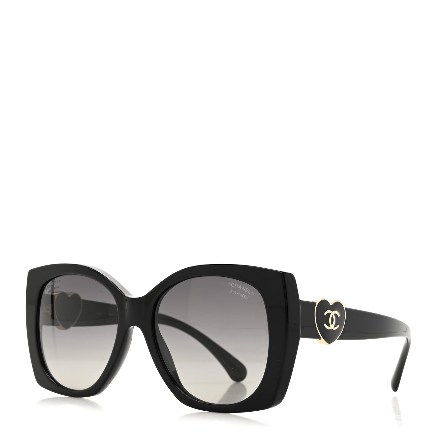 Acetate Square CC Heart Sunglasses 5519 Black