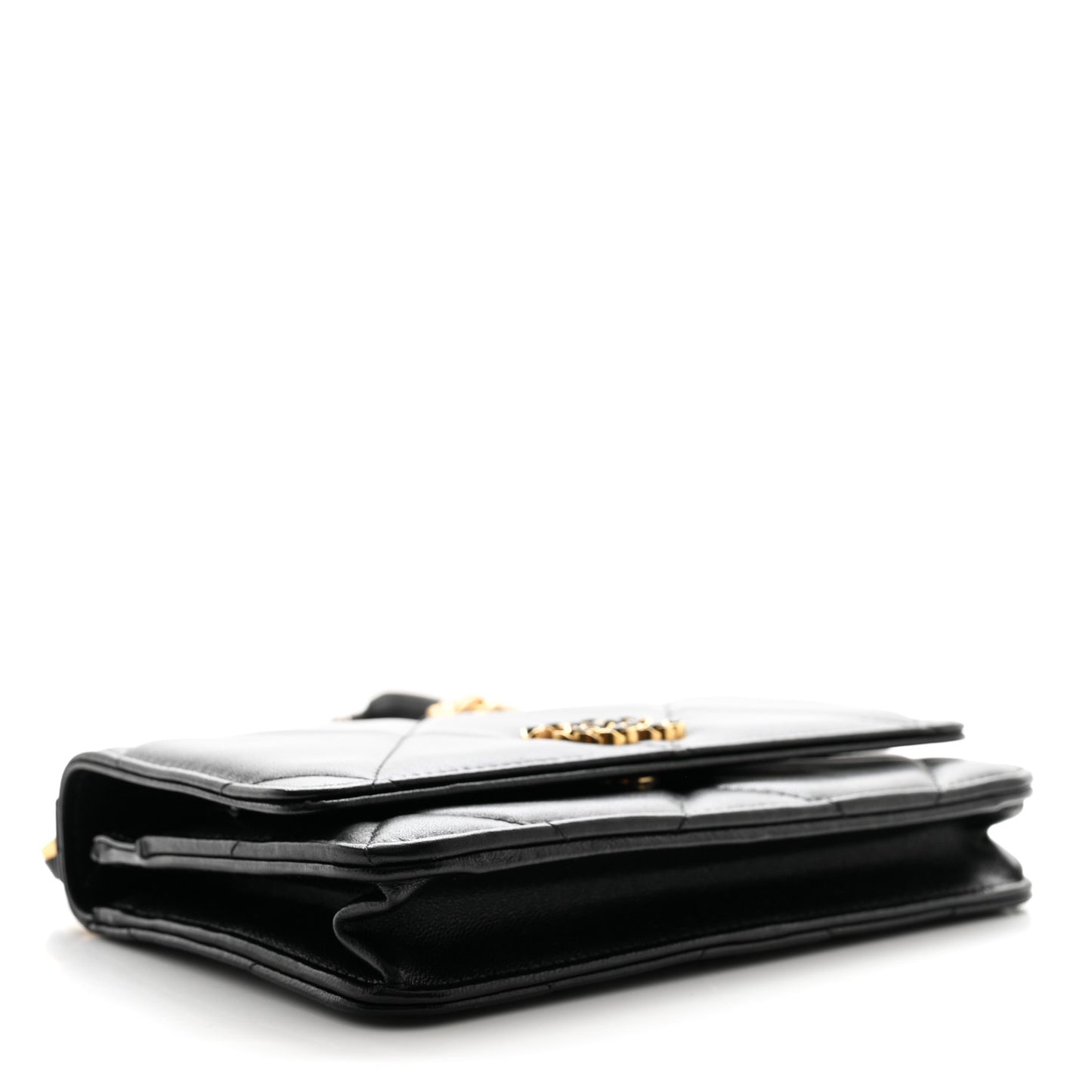 Lambskin Quilted Chanel 19 Wallet On Chain WOC Black