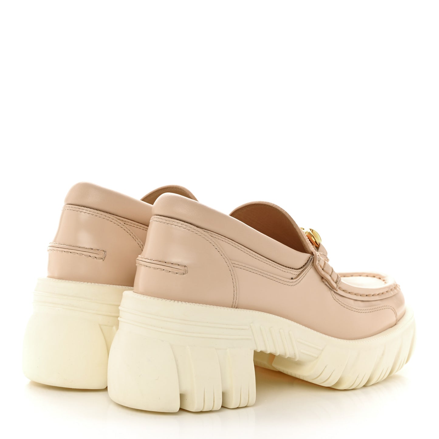 Magnum Calfskin Nappa Samoa Womens Horsebit Platform Chunky Lug Sole 40mm Loafers 35.5 Skin Rose