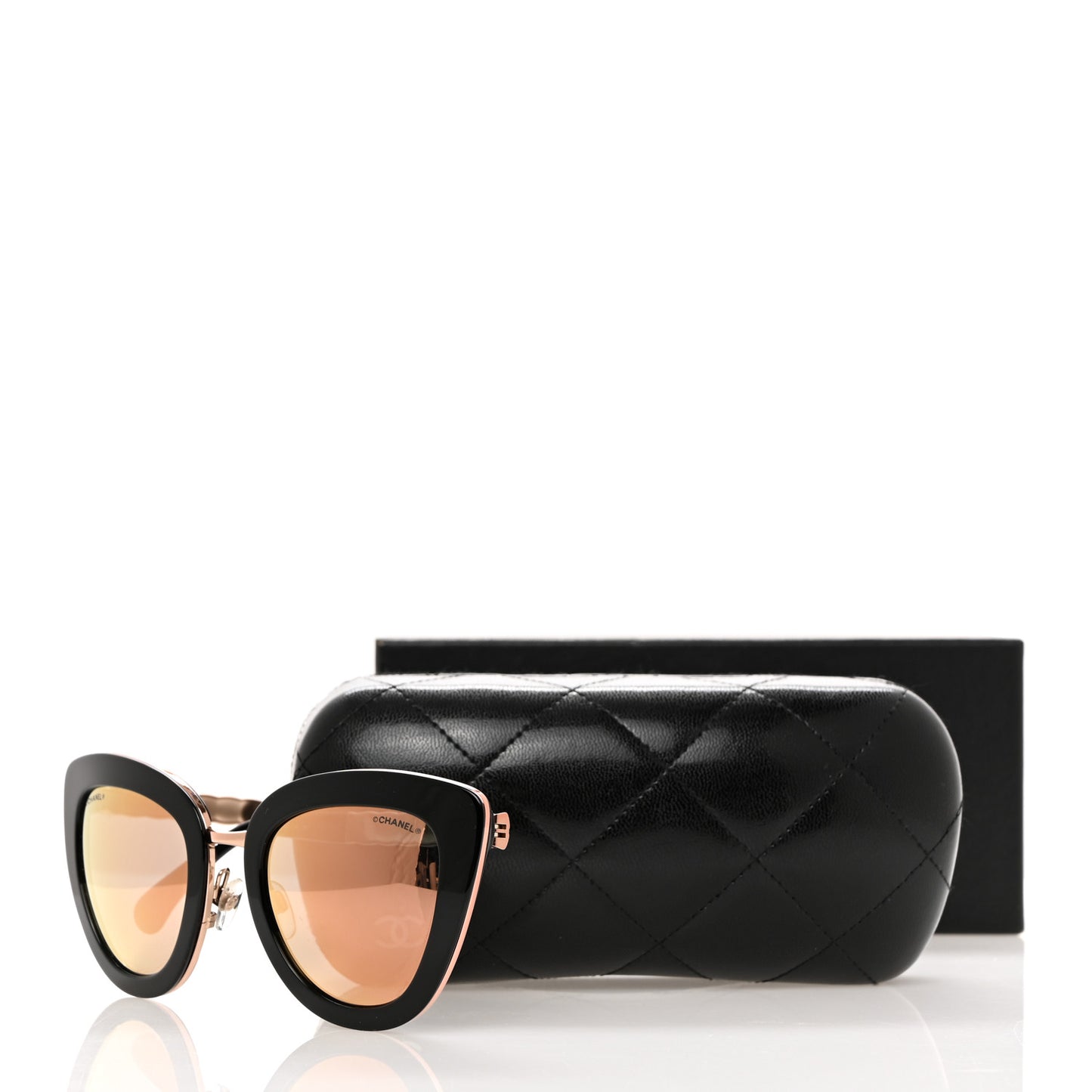 Cat Eye Quilted Sunglasses 5368 Black Pink