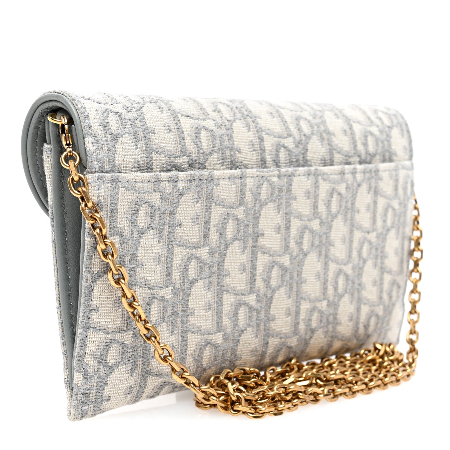 Oblique Saddle Chain Long Wallet Grey