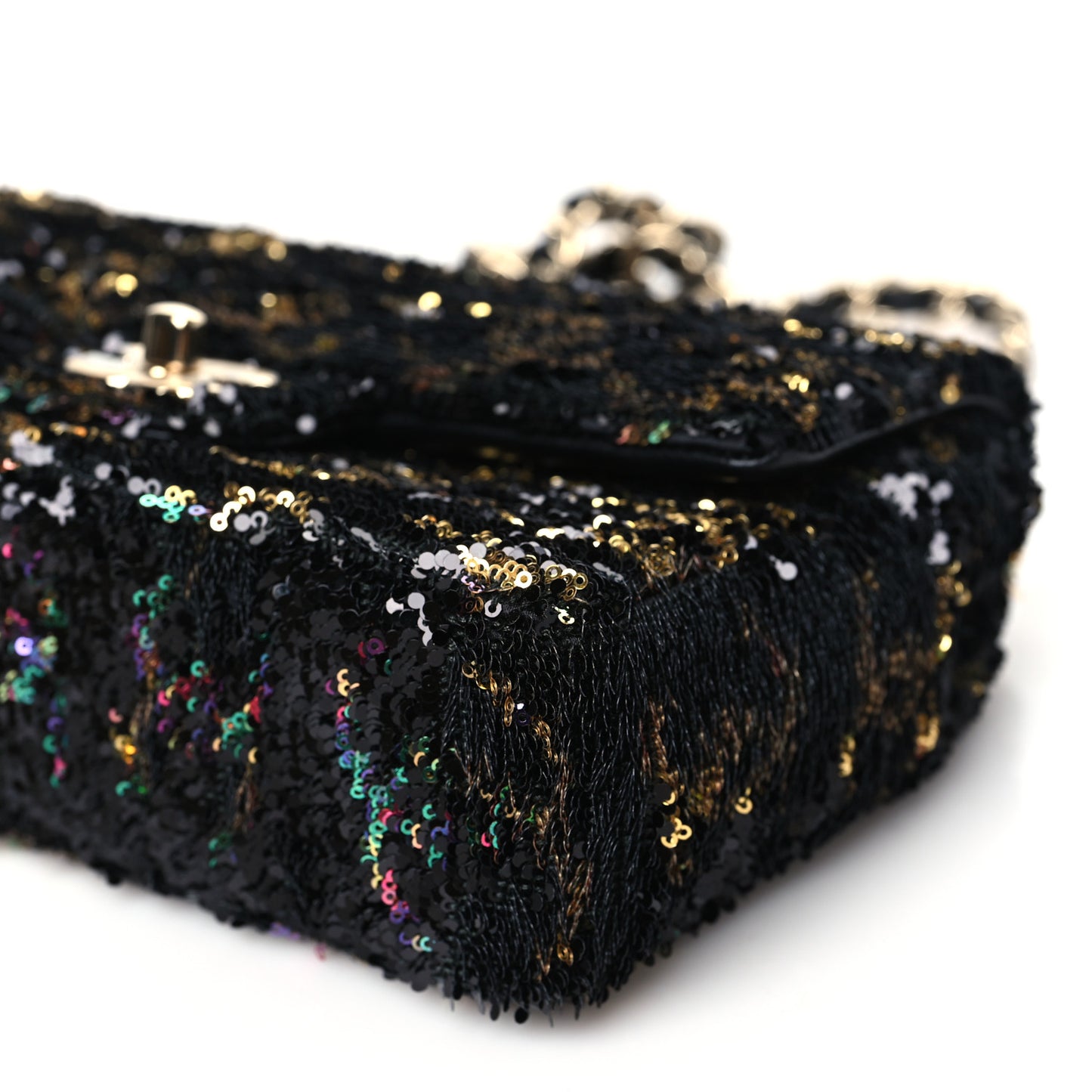 Sequin CC Small Single Flap Black Multicolor