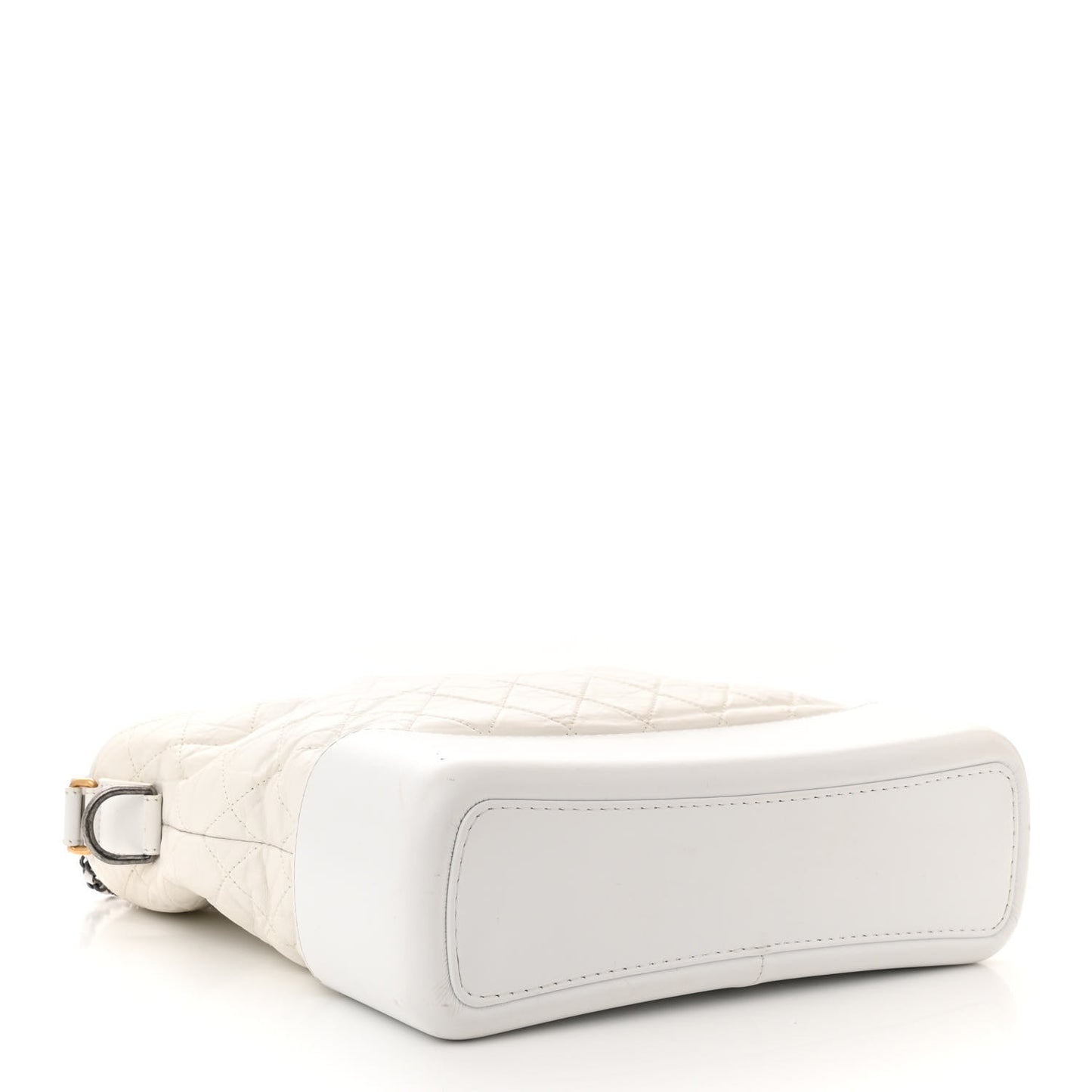 Aged Calfskin Quilted Large Gabrielle Hobo White