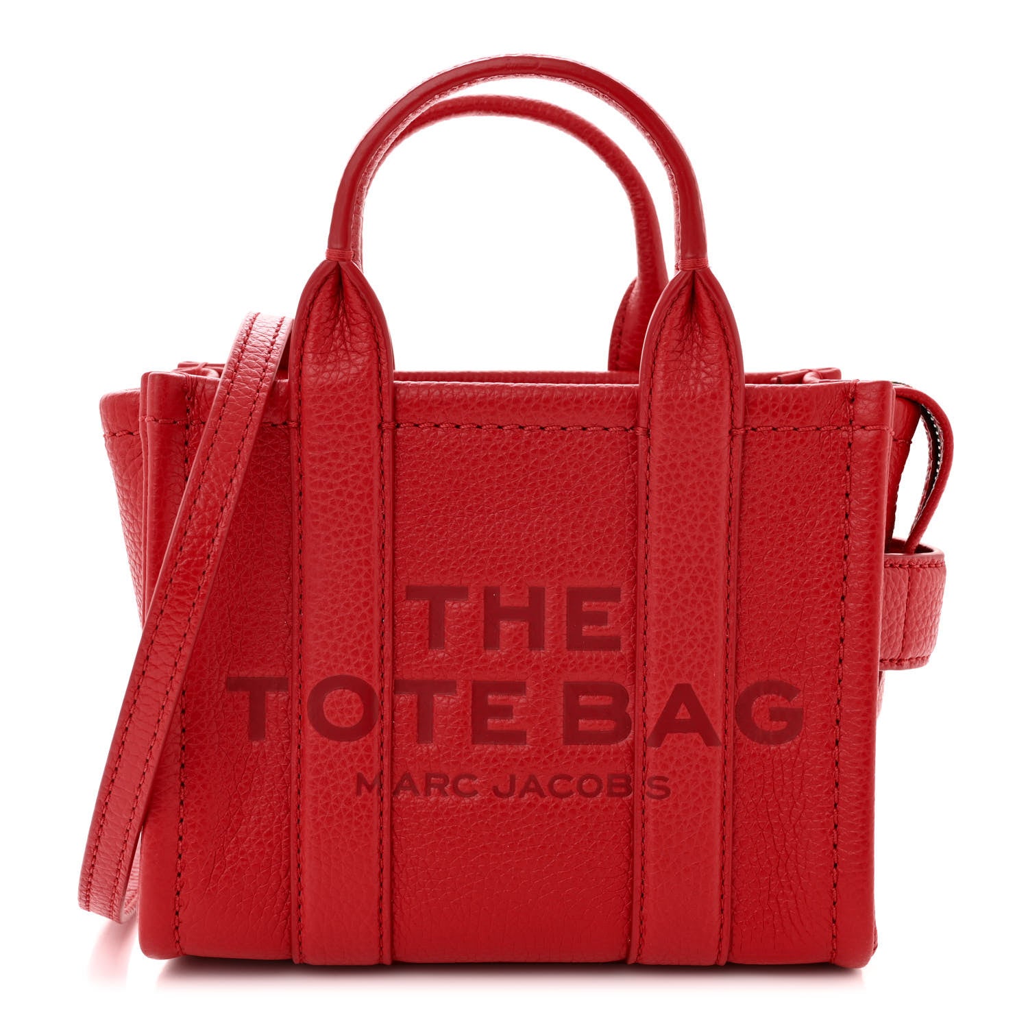 Marc Jacobs Grained Calfskin Mini The Tote Bag Red 1 of 11
