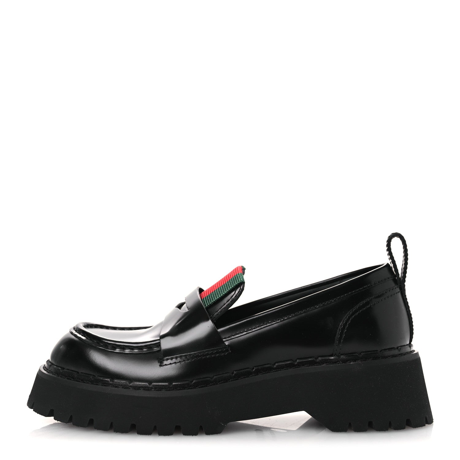 Gucci Spice Lux Womens Thea Web 20mm Platform Loafers 37 Black