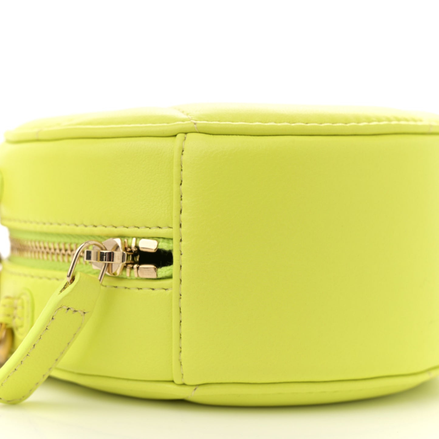 Lambskin Quilted Chanel 19 Round Clutch With Chain Yellow