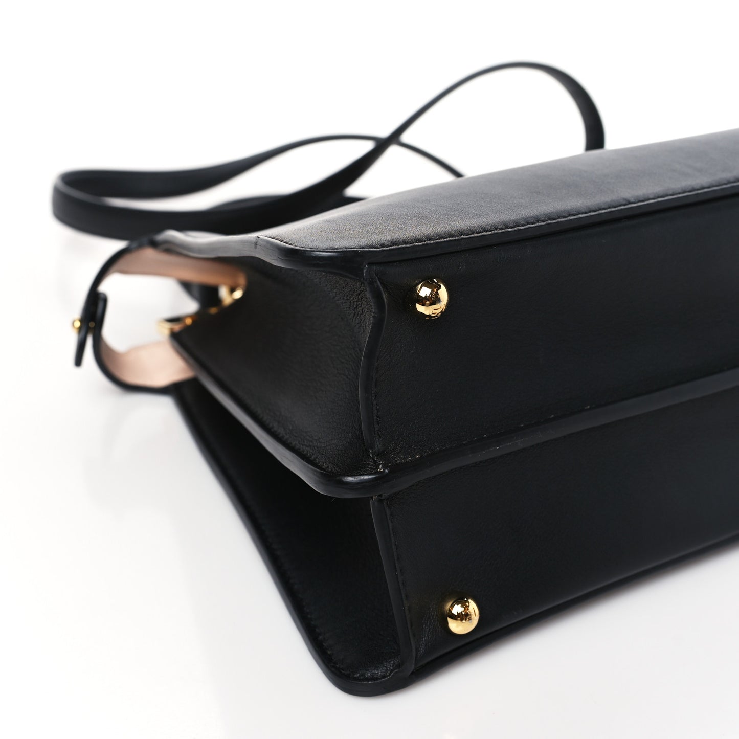Vitello Seta Shiny Nappa Medium Peekaboo I SEE U Satchel Black Light Rose