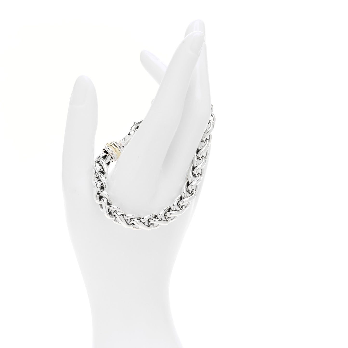 Sterling Silver 14K Yellow Gold 8mm Wheat Chain Bracelet