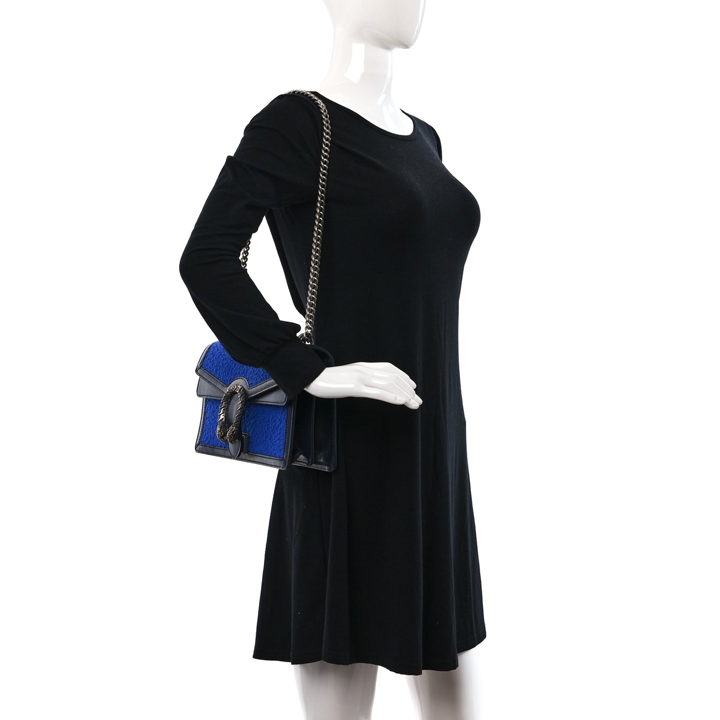 Casy Wool Azalea Calfskin Small Dionysus Shoulder Bag Blue China Blue