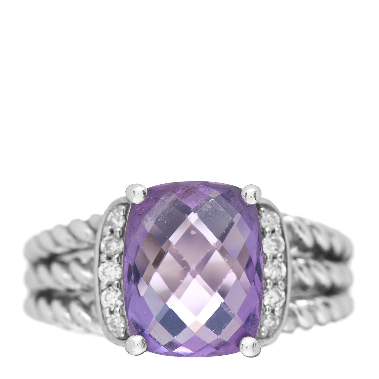 Sterling Silver Diamond Amethyst 10mm Petite Wheaton Ring 51 5.75