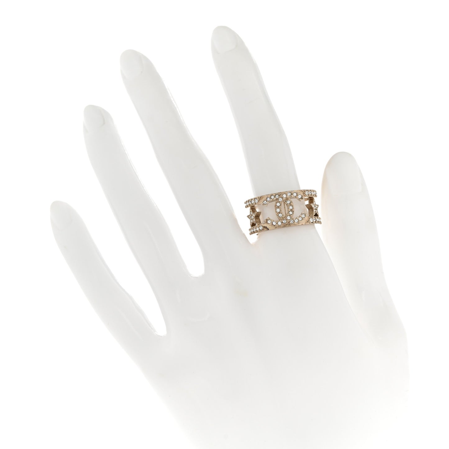 Metal Crystal CC Star Ring 54 7 Light Gold