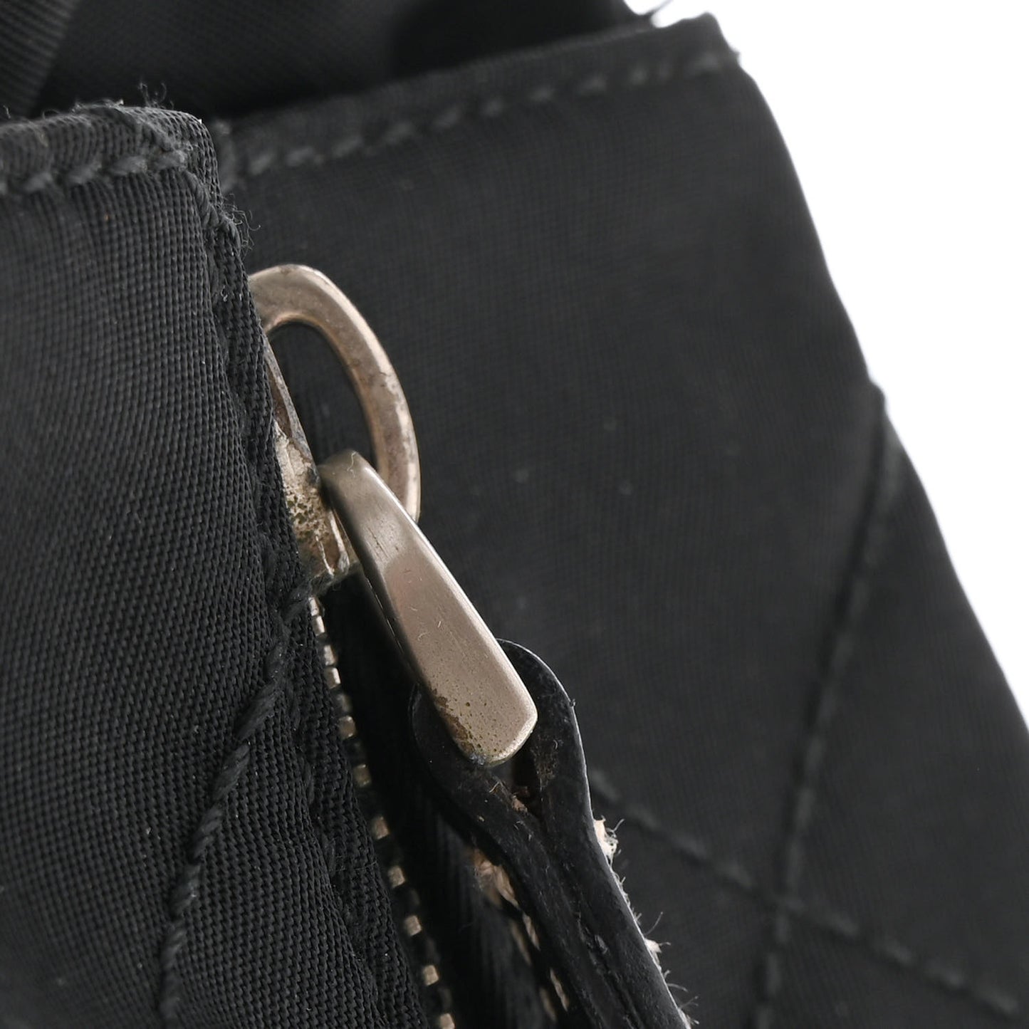 Nylon Tessuto Quilted Chain Shoulder Bag Black