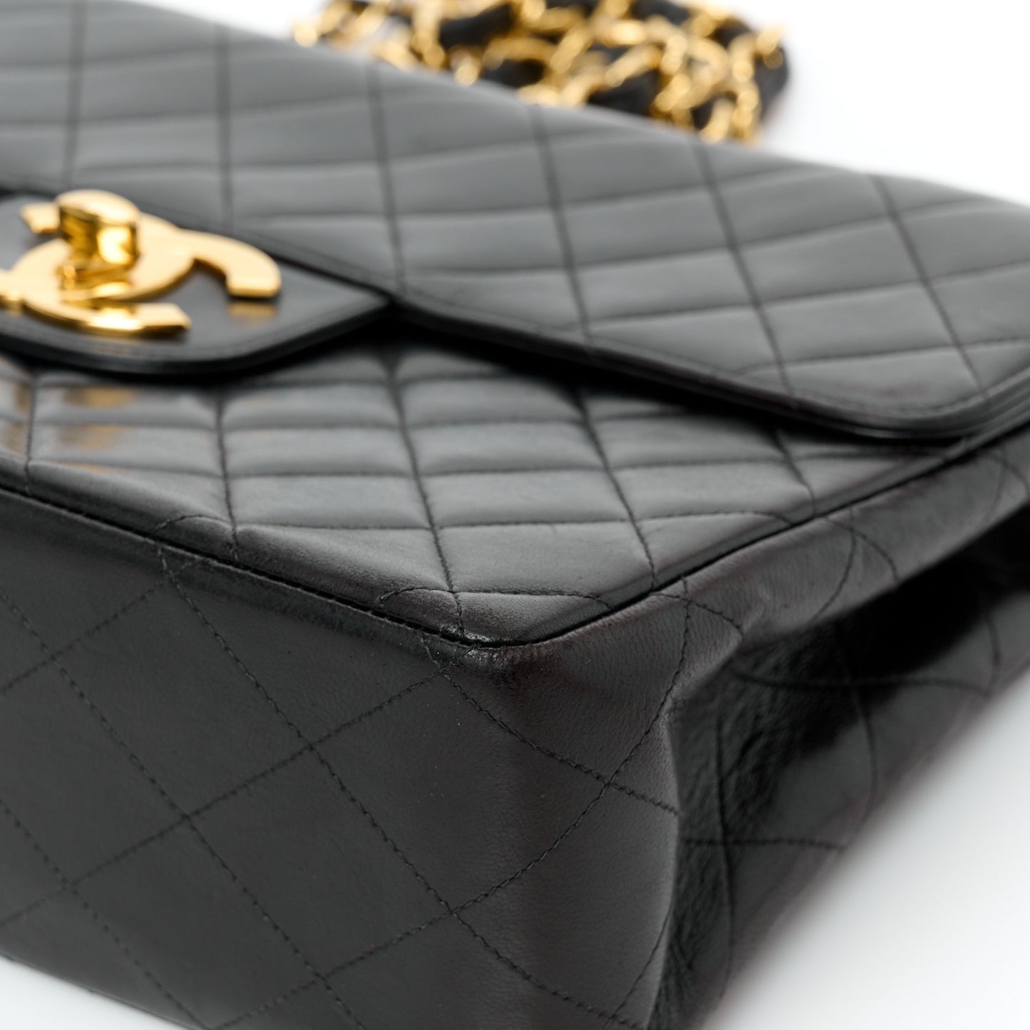 Lambskin Quilted XL Jumbo Single Flap Black