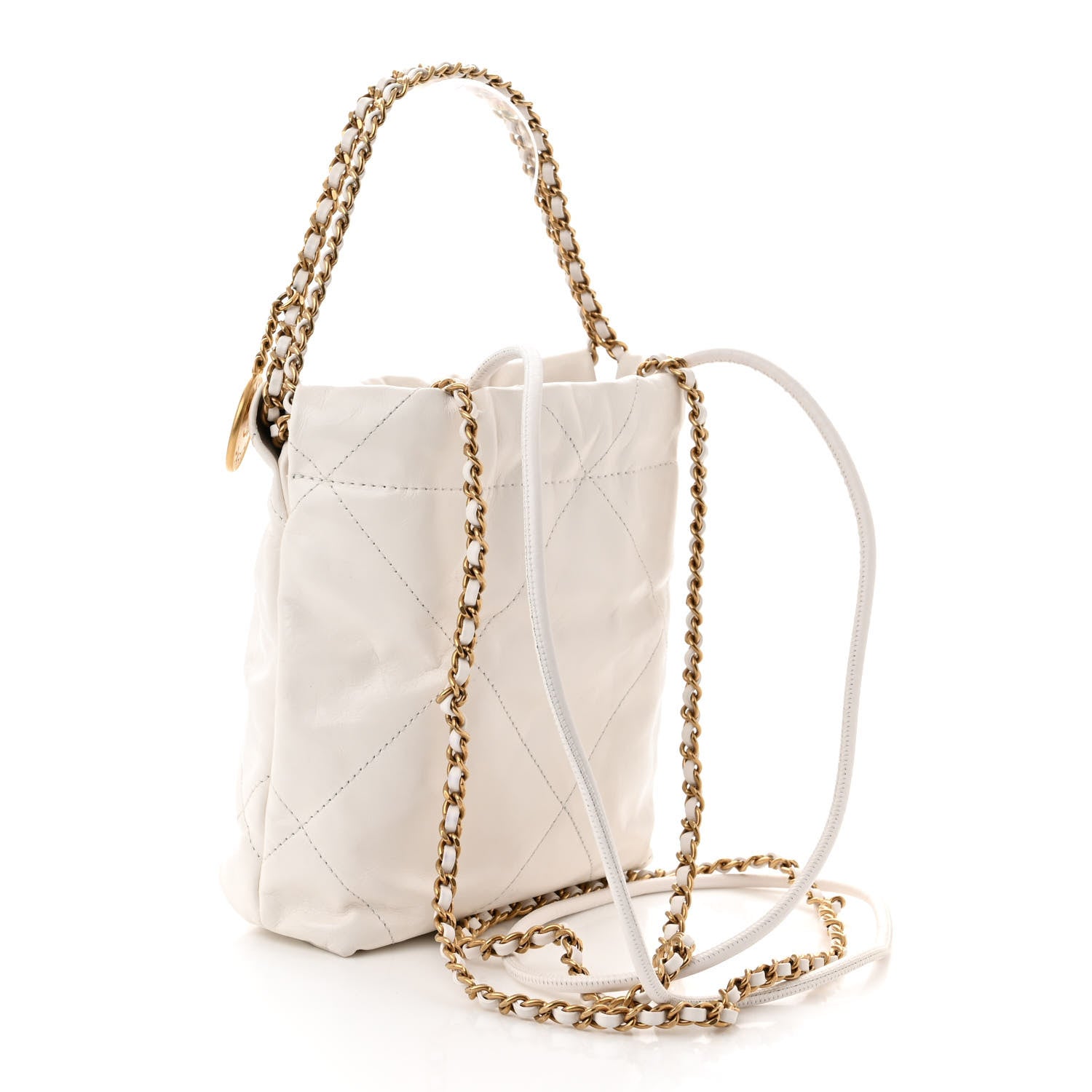 Chanel Shiny Calfskin Quilted Mini Chanel 22 White 2 of 12