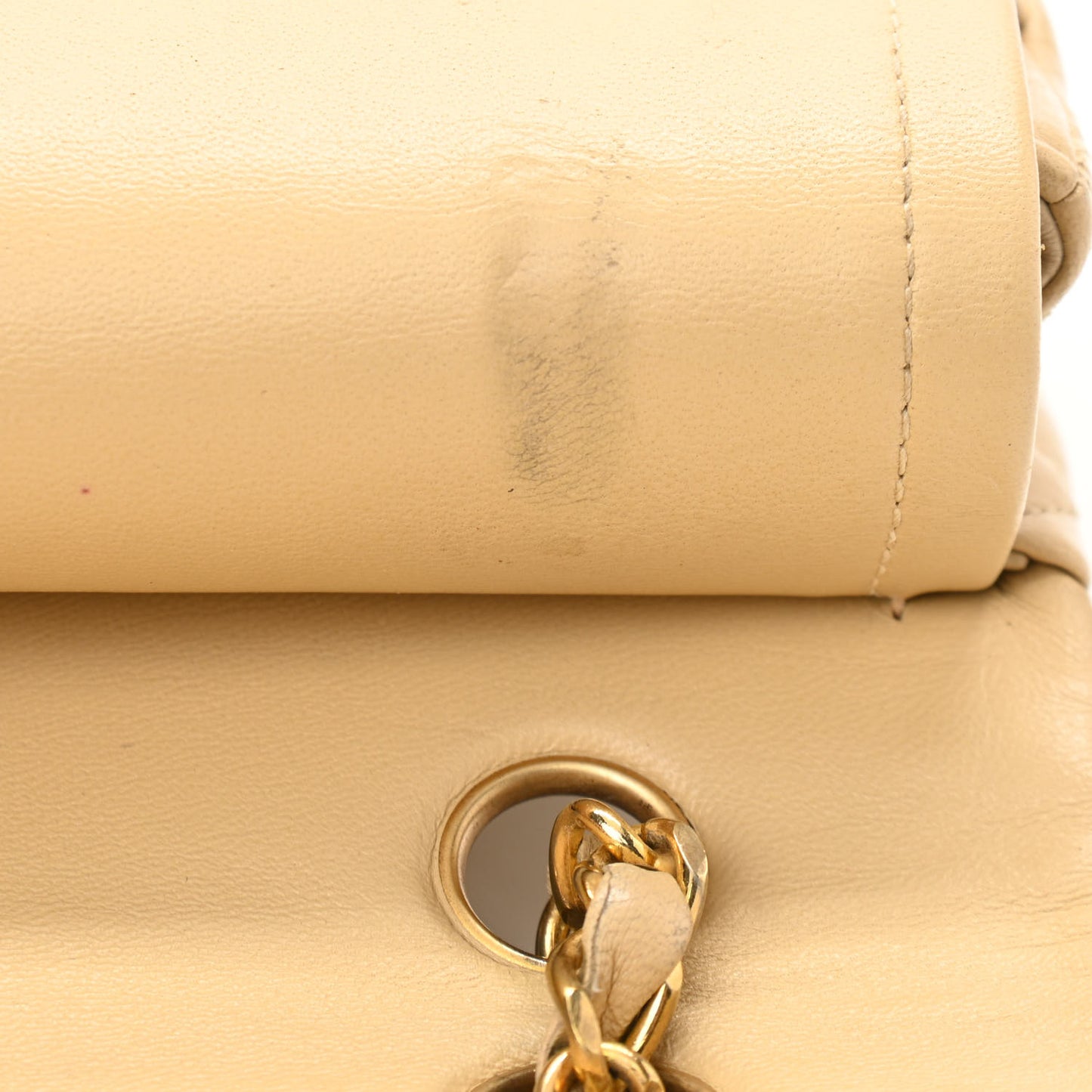 Lambskin Quilted Medium Double Flap Beige