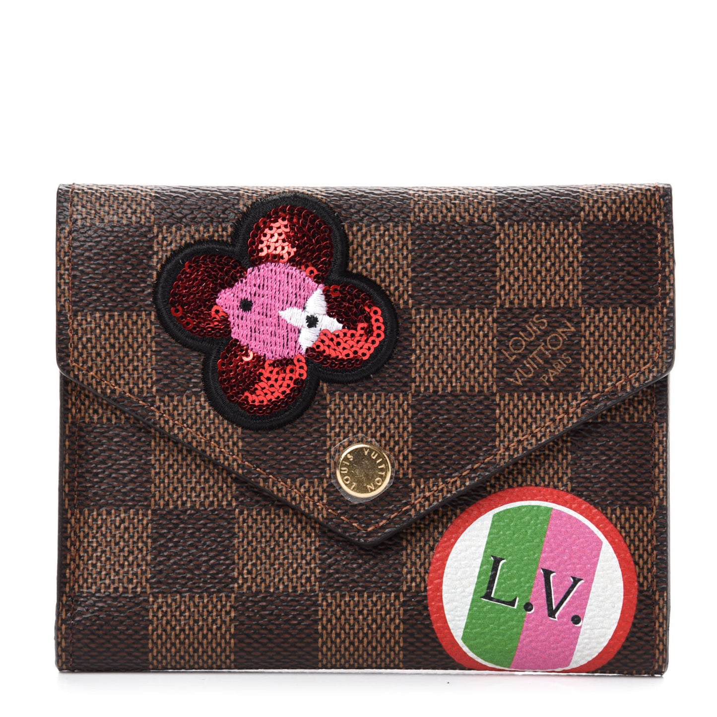 Damier Ebene Stories Victorine Wallet Red