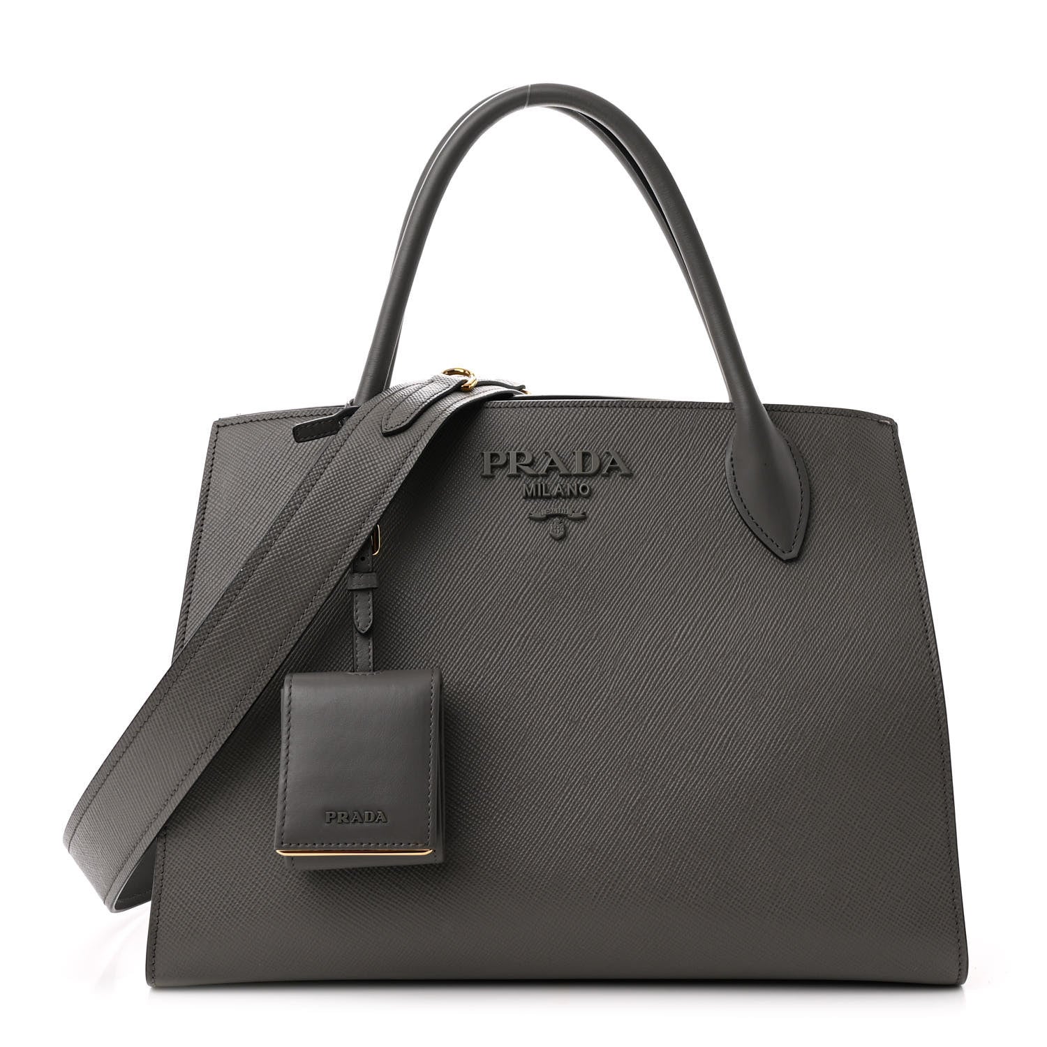 Prada Saffiano Cuir Calfskin Medium Monochrome Top Handle Tote