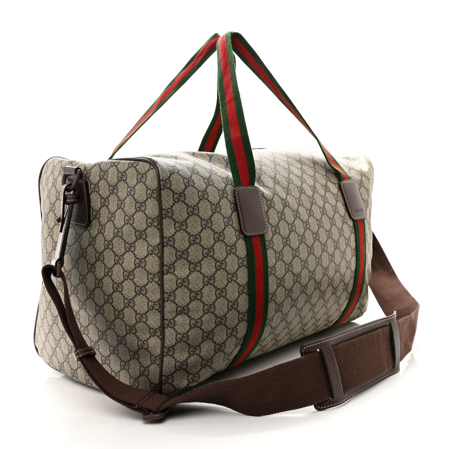 GG Supreme Monogram Web Medium Duffle Bag Brown