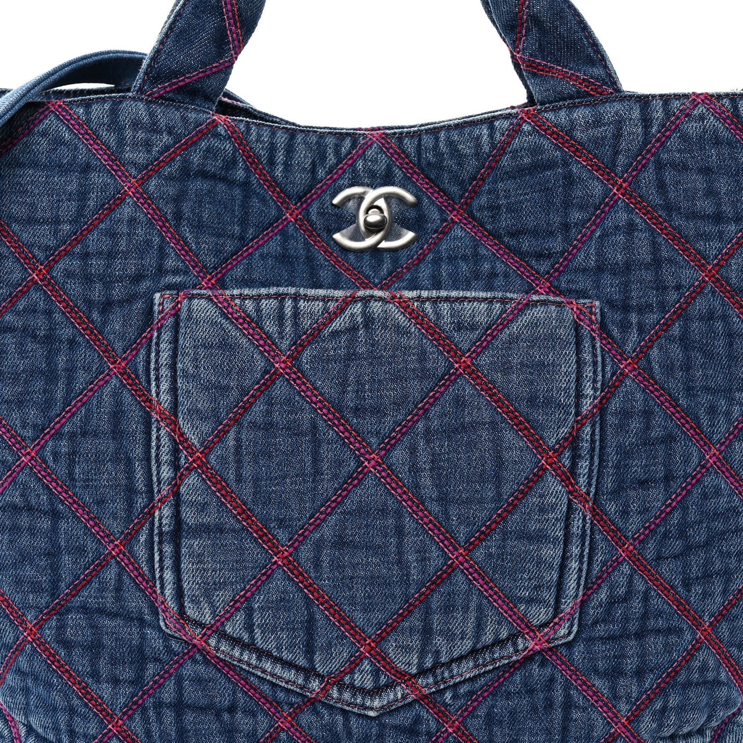 Chanel Denim Stitched Coco Beach Shopping Tote Blue 8 of 11